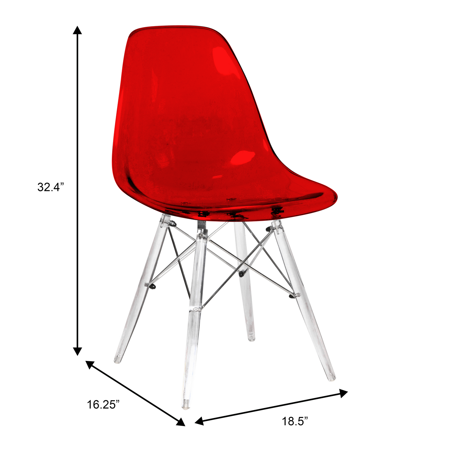 Cresco Modern Dining Chair Molded Side Chair with Acrylic Base
