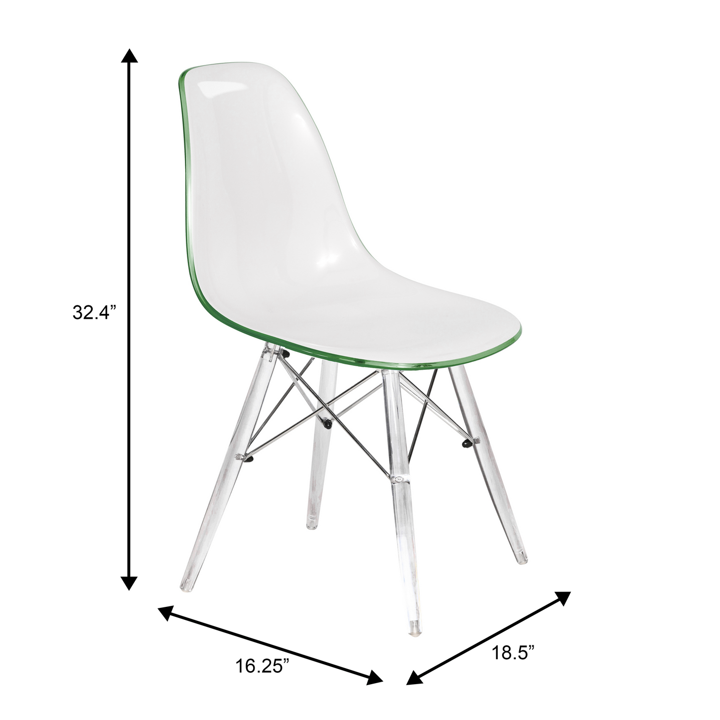Cresco Modern Dining Chair Molded Side Chair with Acrylic Base