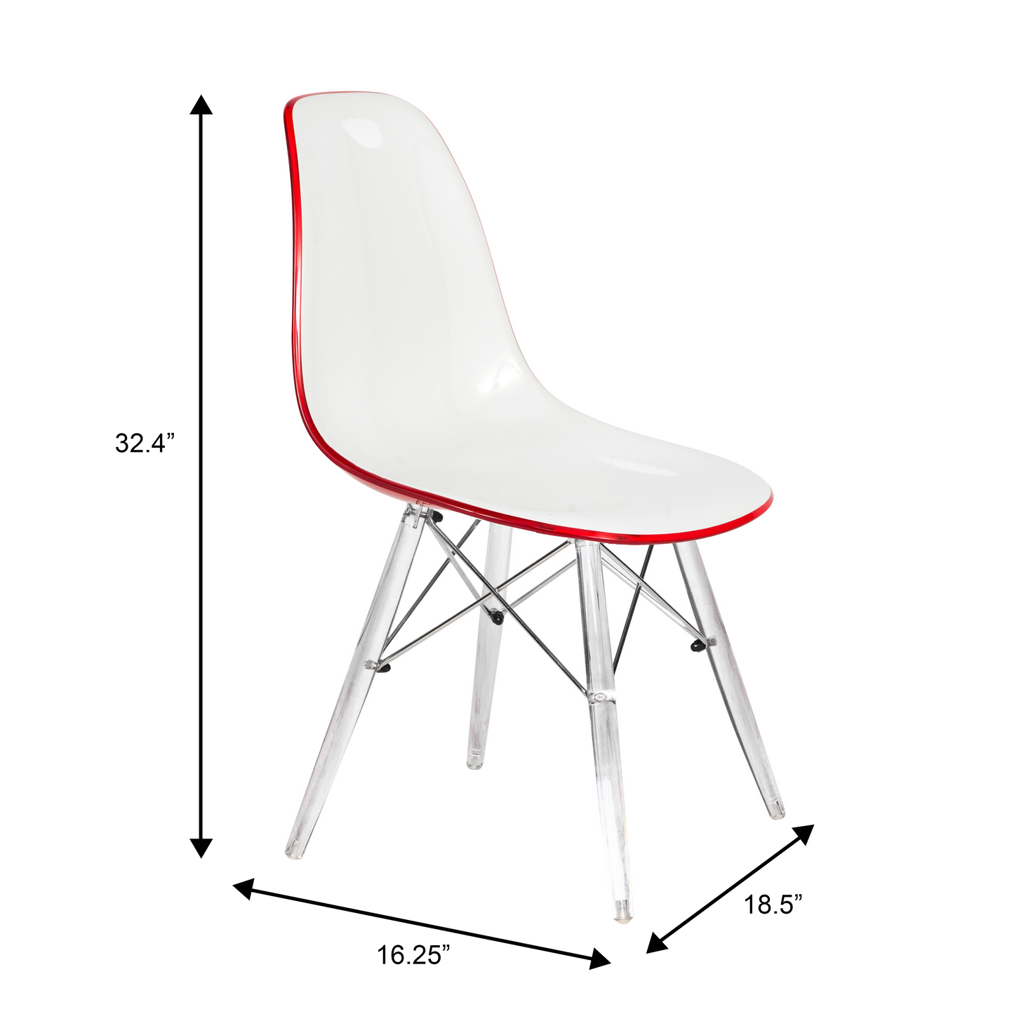 Cresco Modern Dining Chair Molded Side Chair with Acrylic Base