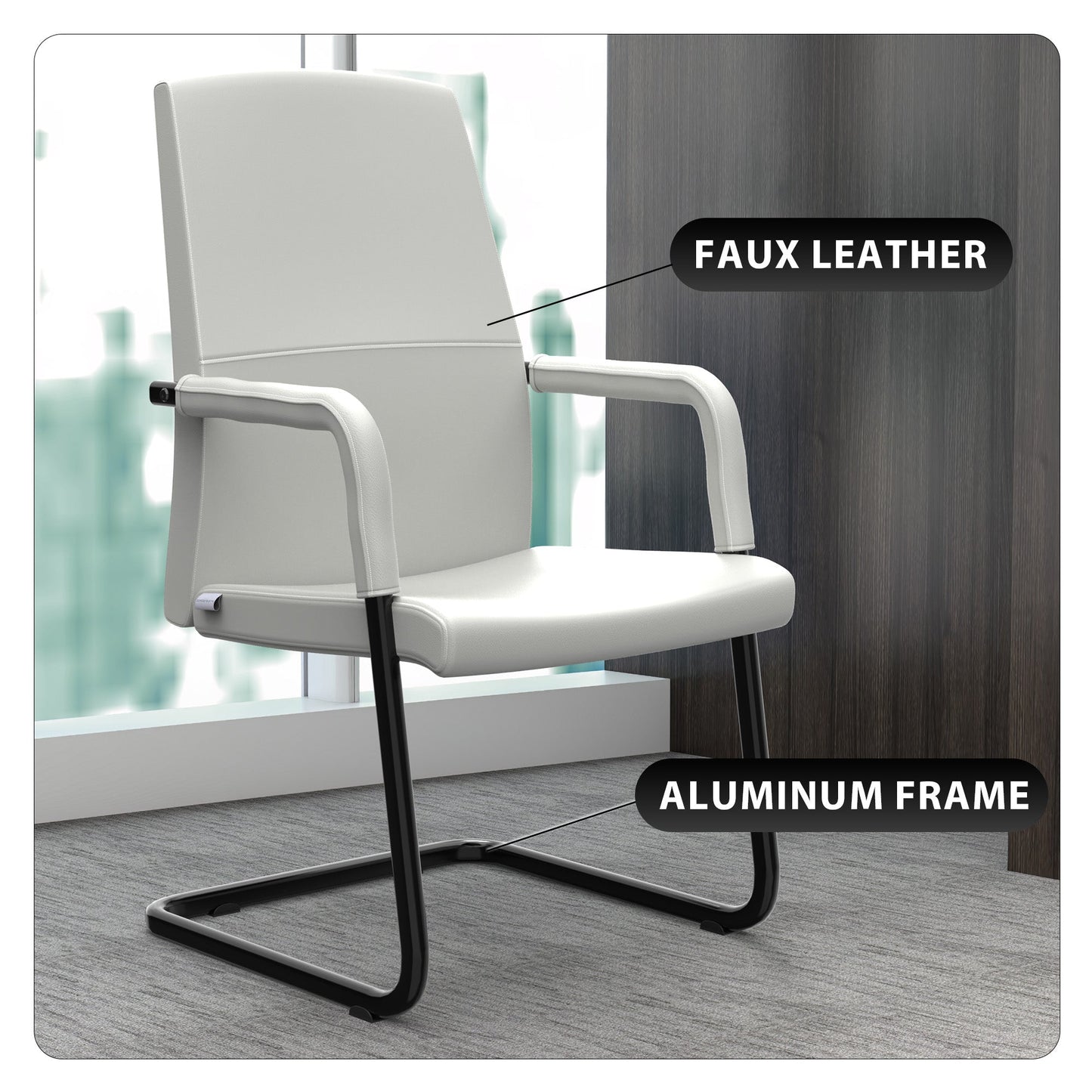 Evander Leather Office Chair With Aluminum Frame
