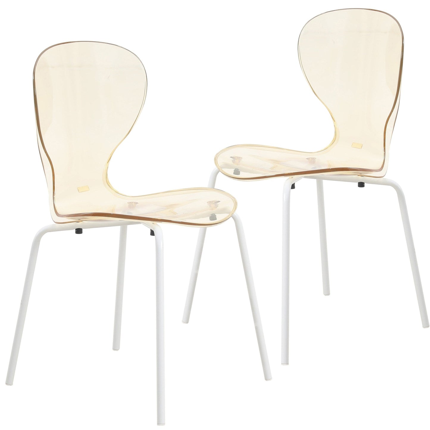 Oyster Modern Transparent Side Chair in White Base Set of 2
