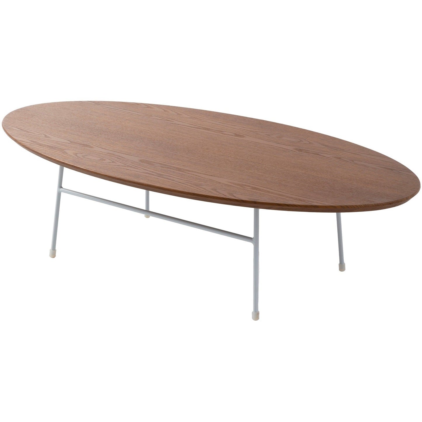 Rossmore Oval Coffee Table with MDF Wood Tabletop in White Steel Frame