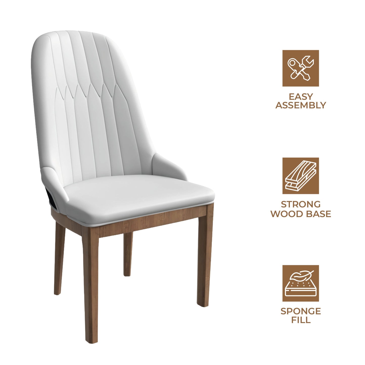 Verisma Dining Chair Upholstered in Leather with Diamond Stitching Back Design