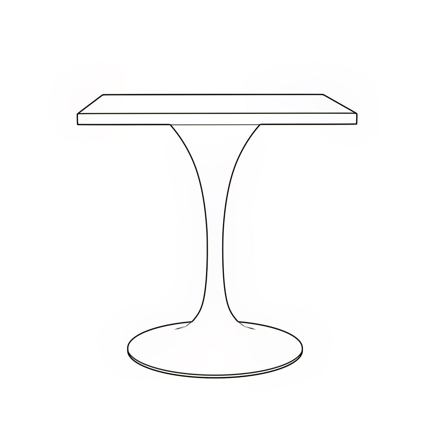 Verve Square Dining Table with a Laminated White Marbleized Tabletop and White Steel Pedestal Base