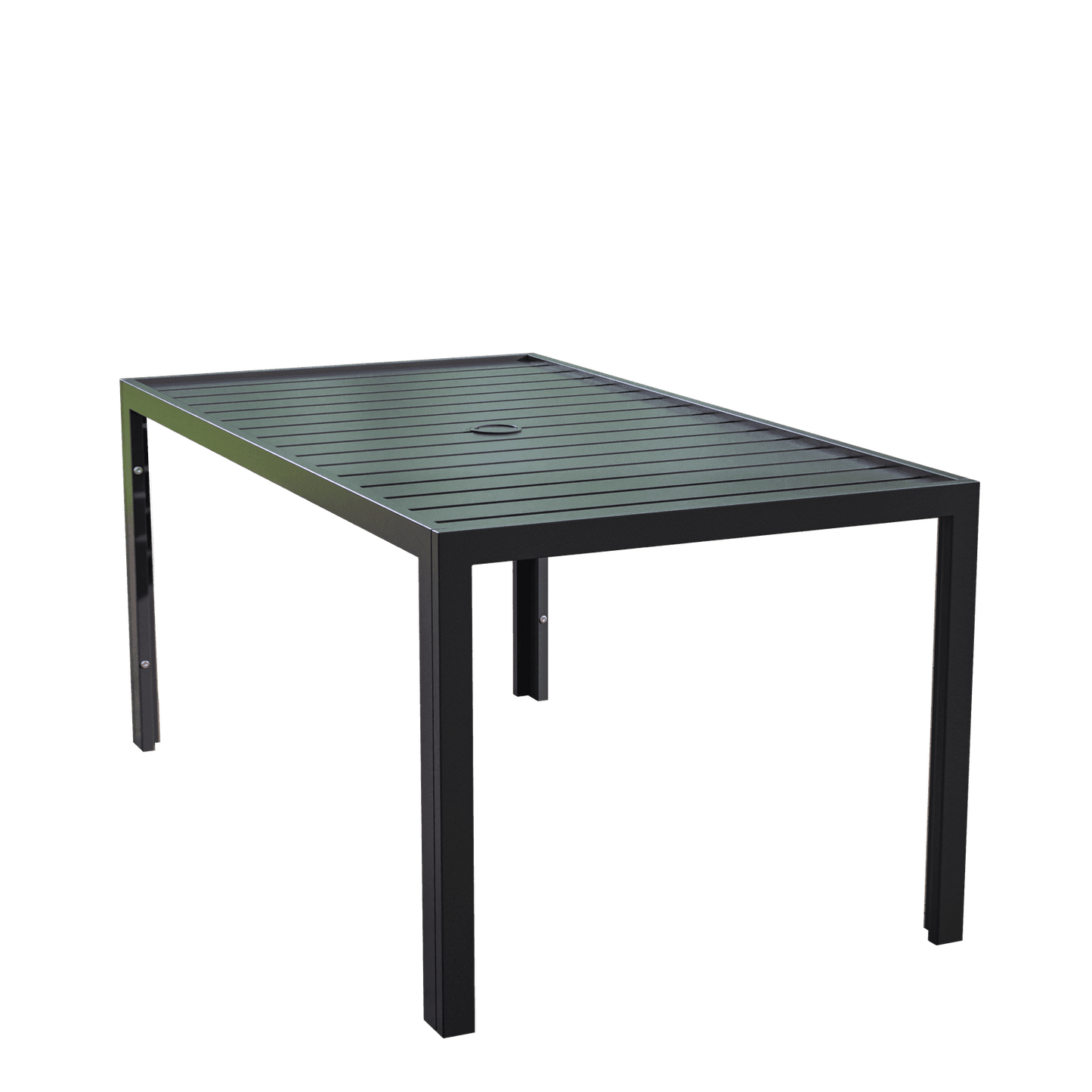 Chelsea Mid-Century Modern 63" & 87" Rectangular Outdoor Dining Table, Black Aluminum