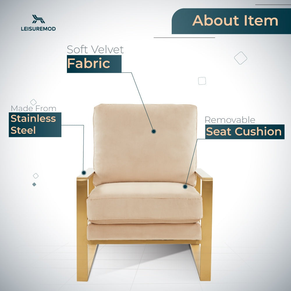 Jefferson Accent Armchair with Upholstered and Gold/Silver Metal Frame