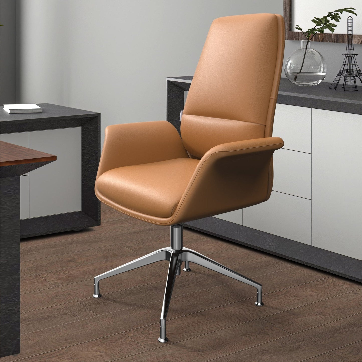 Summit Office Chair in Leather and Aluminum Frame with Adjustable Height and Swivel