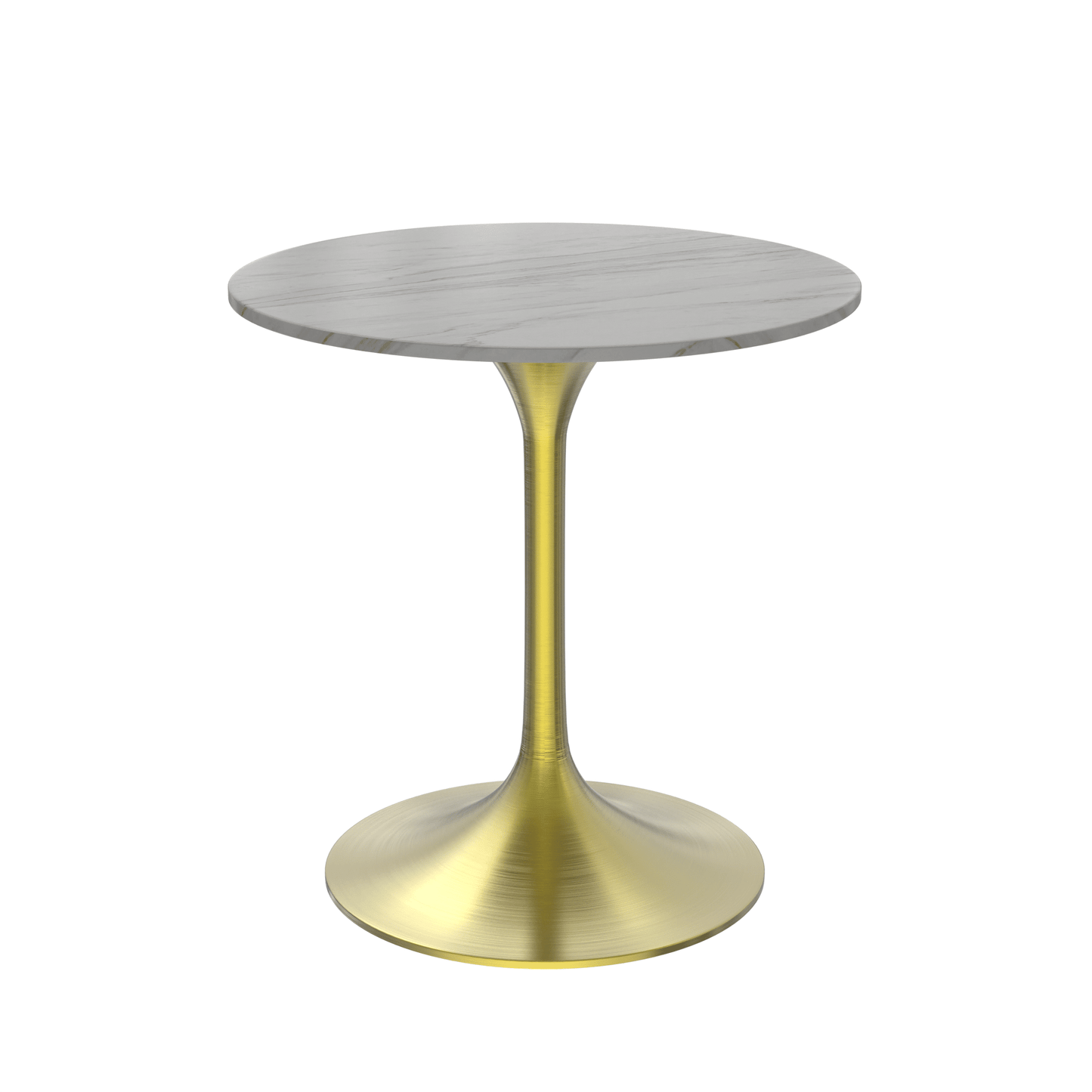 Verve Round Dining Table with MDF/Sintered Stone/Resin Tabletop in Gold Stainless Steel Pedestal Base