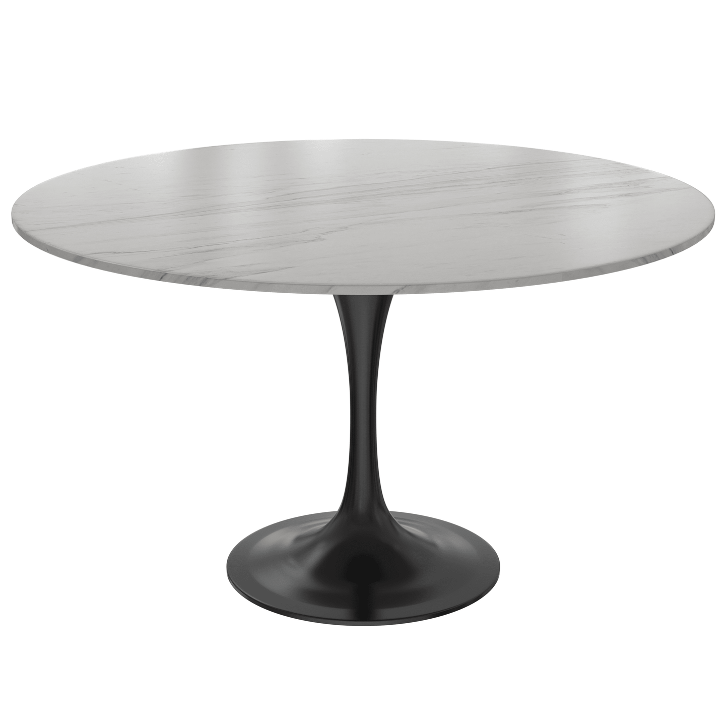 Verve Round Dining Table with MDF/Sintered Stone/Resin Tabletop in Black Stainless Steel Pedestal Base