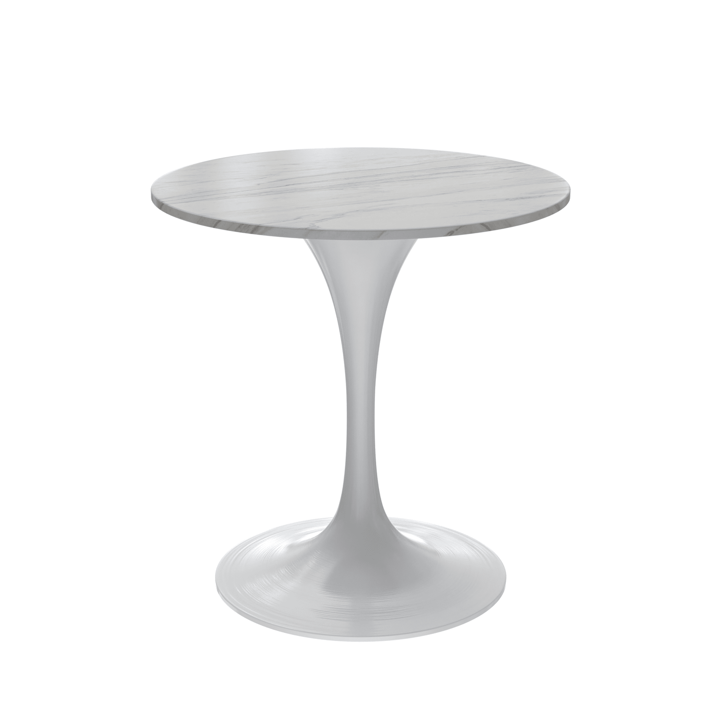 Verve Round Dining Table with MDF/Sintered Stone/Resin Tabletop in White Stainless Steel Pedestal Base