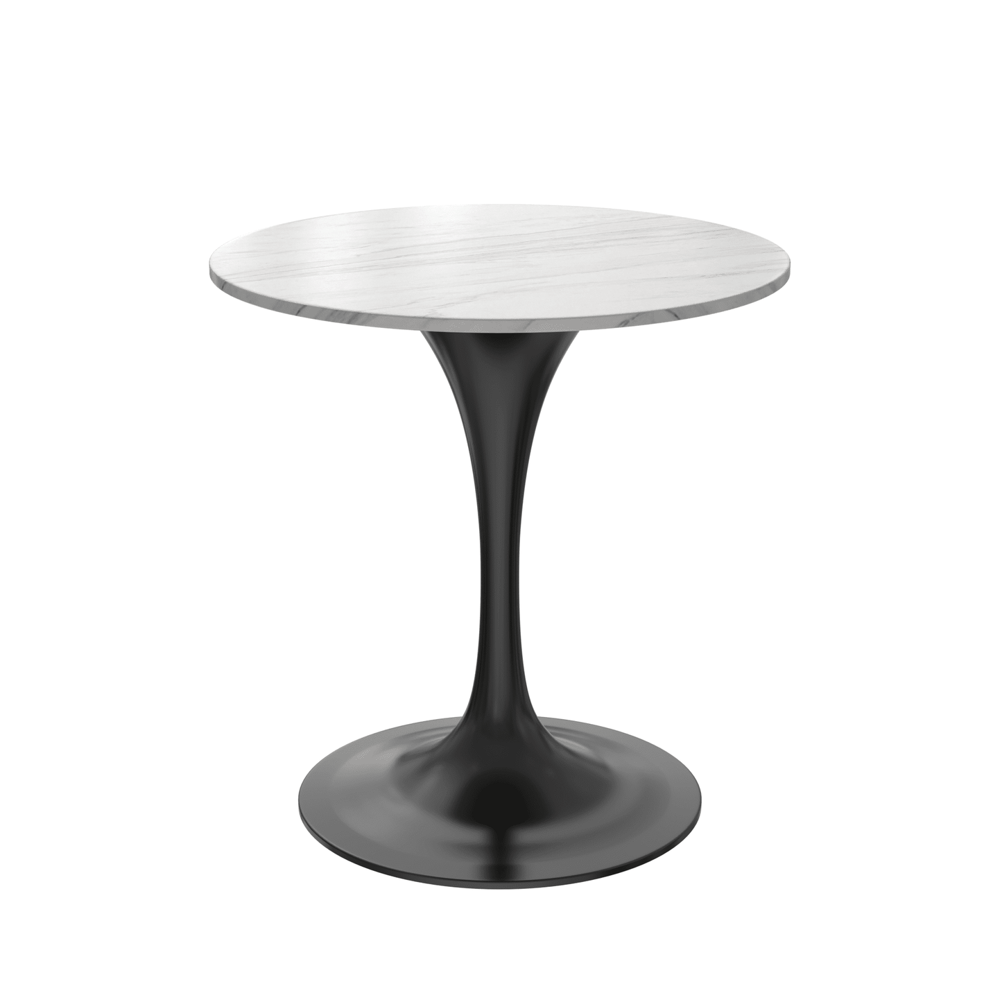 Verve Round Dining Table with MDF/Sintered Stone/Resin Tabletop in Black Stainless Steel Pedestal Base