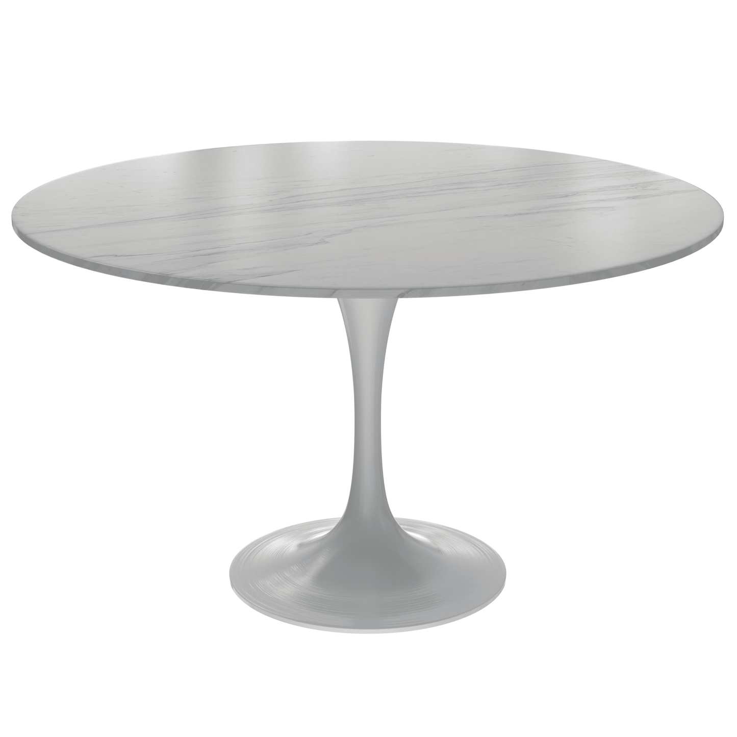Verve Round Dining Table with MDF/Sintered Stone/Resin Tabletop in White Stainless Steel Pedestal Base
