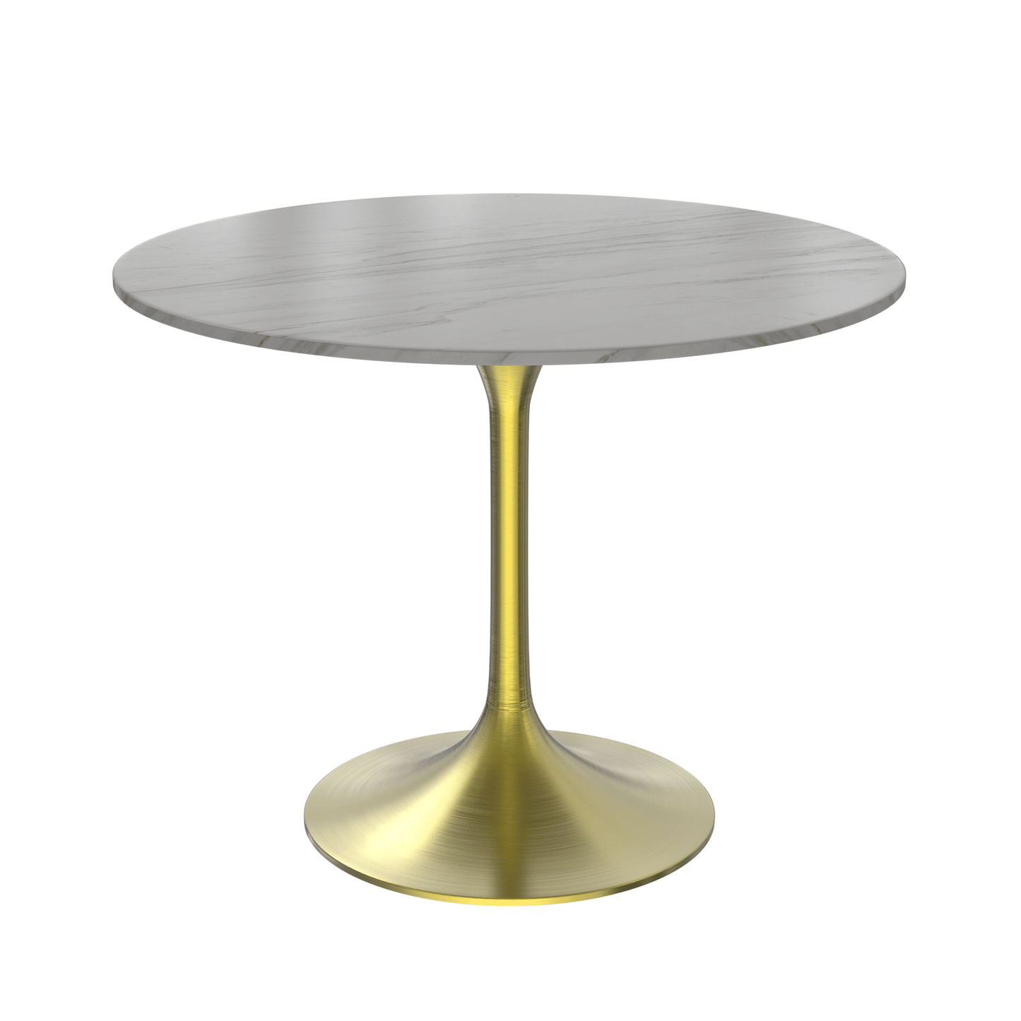 Verve Round Dining Table with MDF/Sintered Stone/Resin Tabletop in Gold Stainless Steel Pedestal Base
