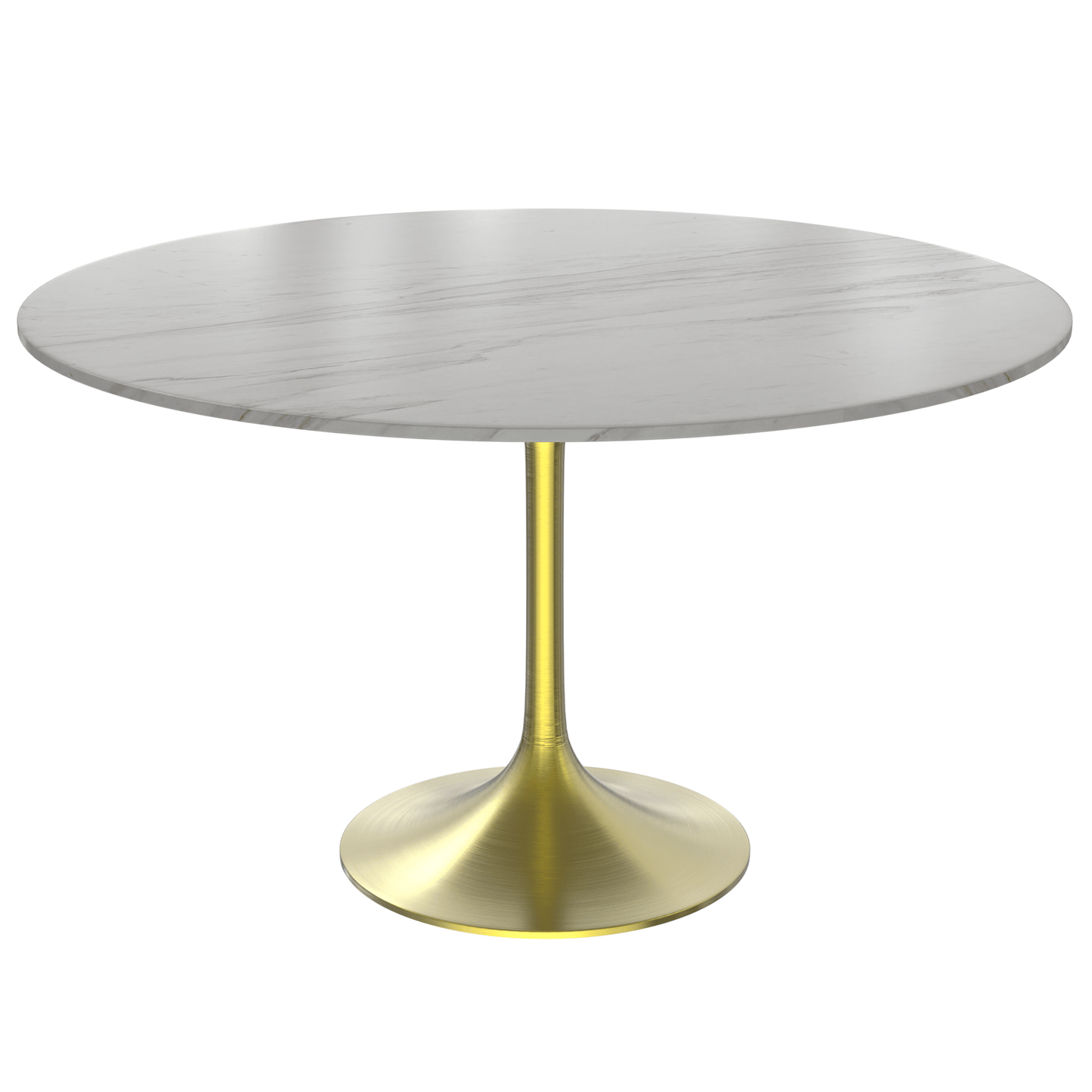 Verve Round Dining Table with MDF/Sintered Stone/Resin Tabletop in Gold Stainless Steel Pedestal Base