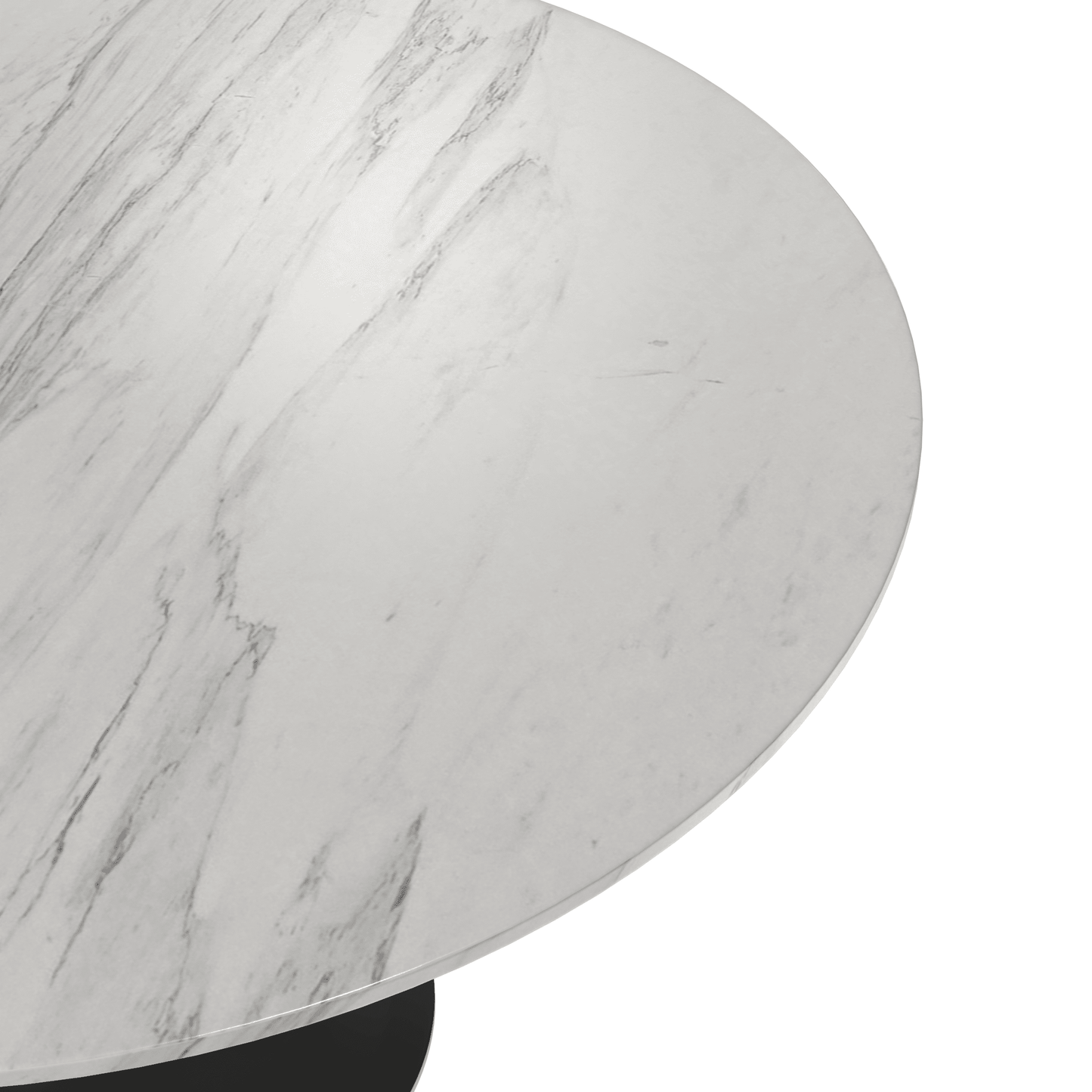 Verve Round Dining Table with MDF/Sintered Stone/Resin Tabletop in Black Stainless Steel Pedestal Base