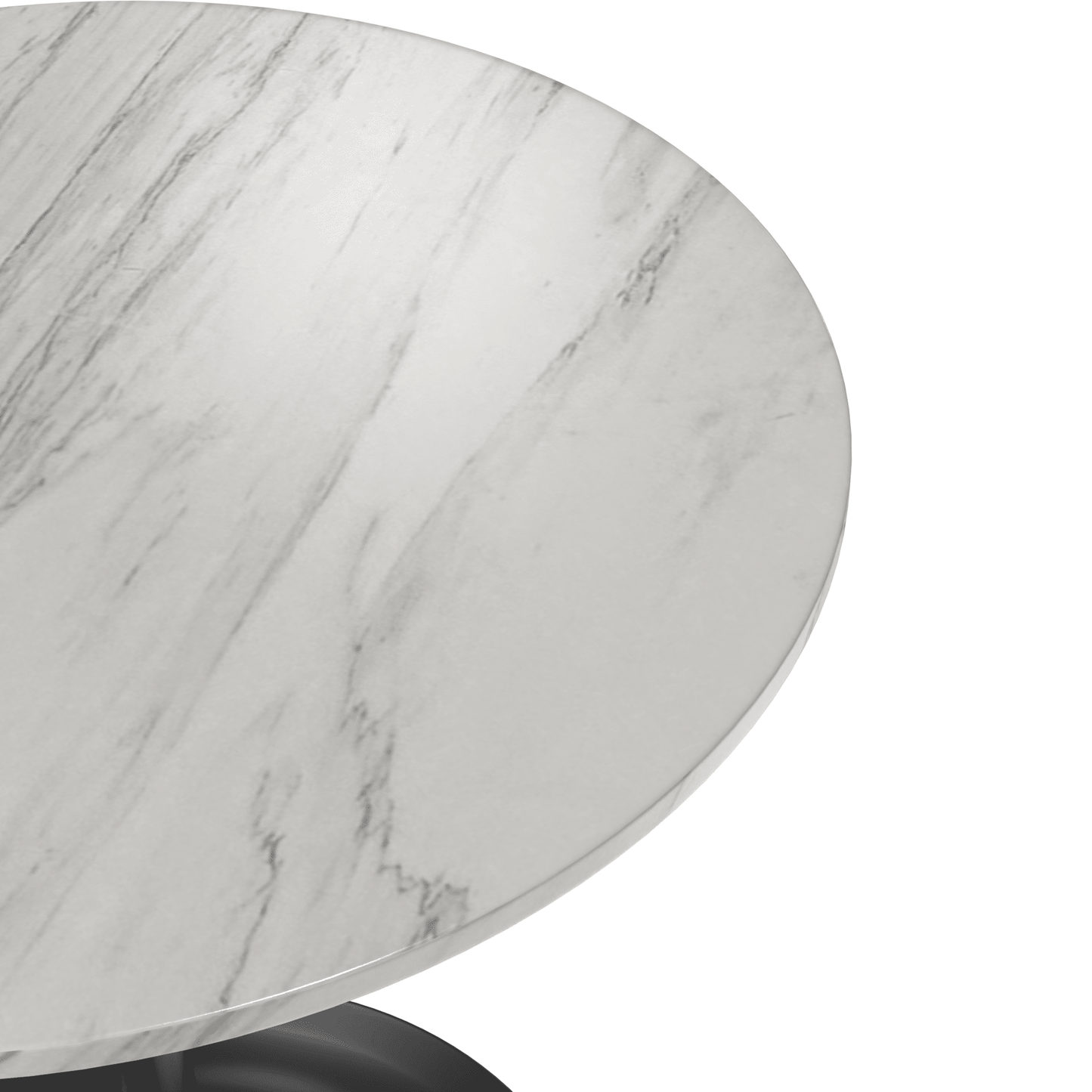 Verve Round Dining Table with MDF/Sintered Stone/Resin Tabletop in Black Stainless Steel Pedestal Base