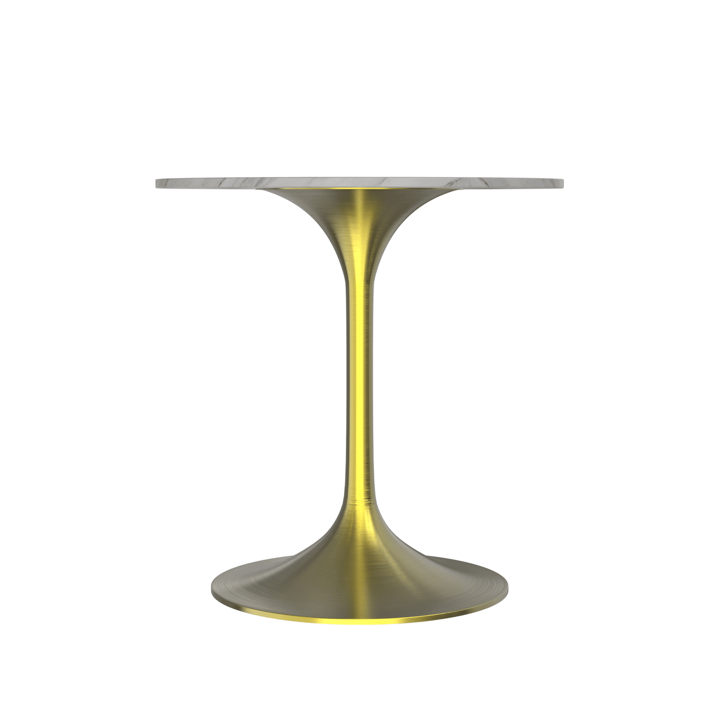 Verve Round Dining Table with MDF/Sintered Stone/Resin Tabletop in Gold Stainless Steel Pedestal Base