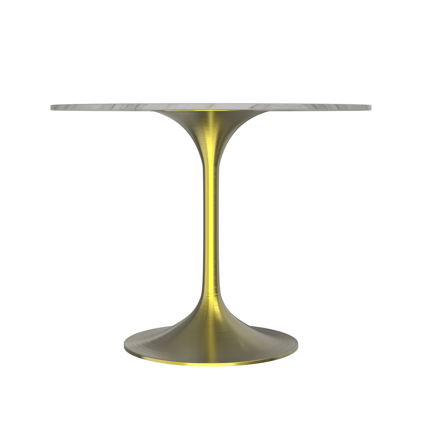 Verve Round Dining Table with MDF/Sintered Stone/Resin Tabletop in Gold Stainless Steel Pedestal Base