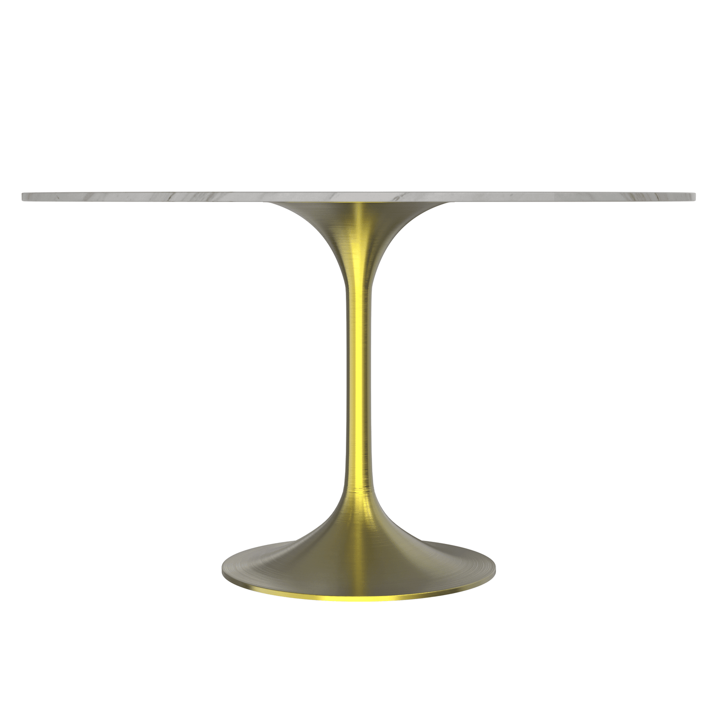 Verve Round Dining Table with MDF/Sintered Stone/Resin Tabletop in Gold Stainless Steel Pedestal Base