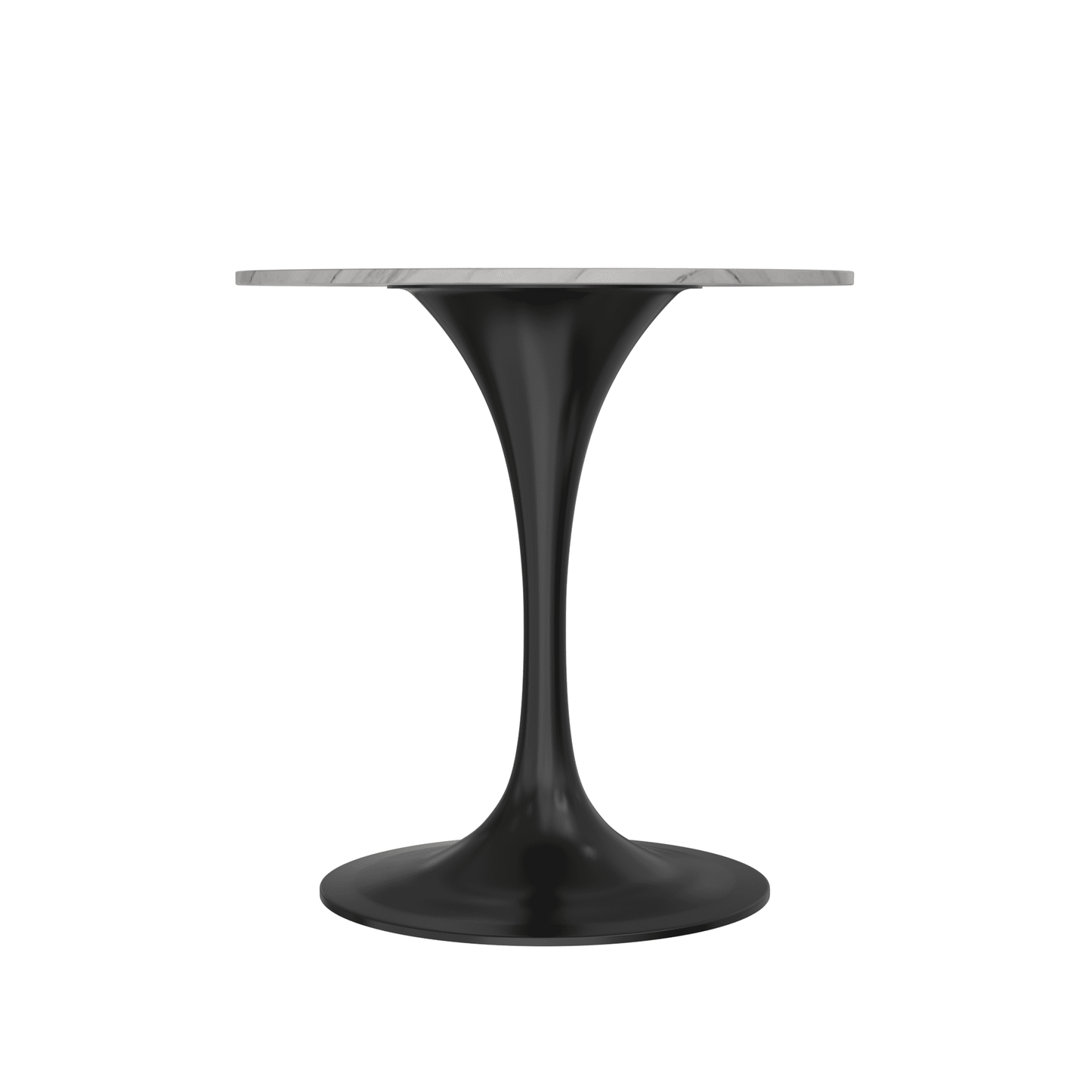 Verve Round Dining Table with MDF/Sintered Stone/Resin Tabletop in Black Stainless Steel Pedestal Base