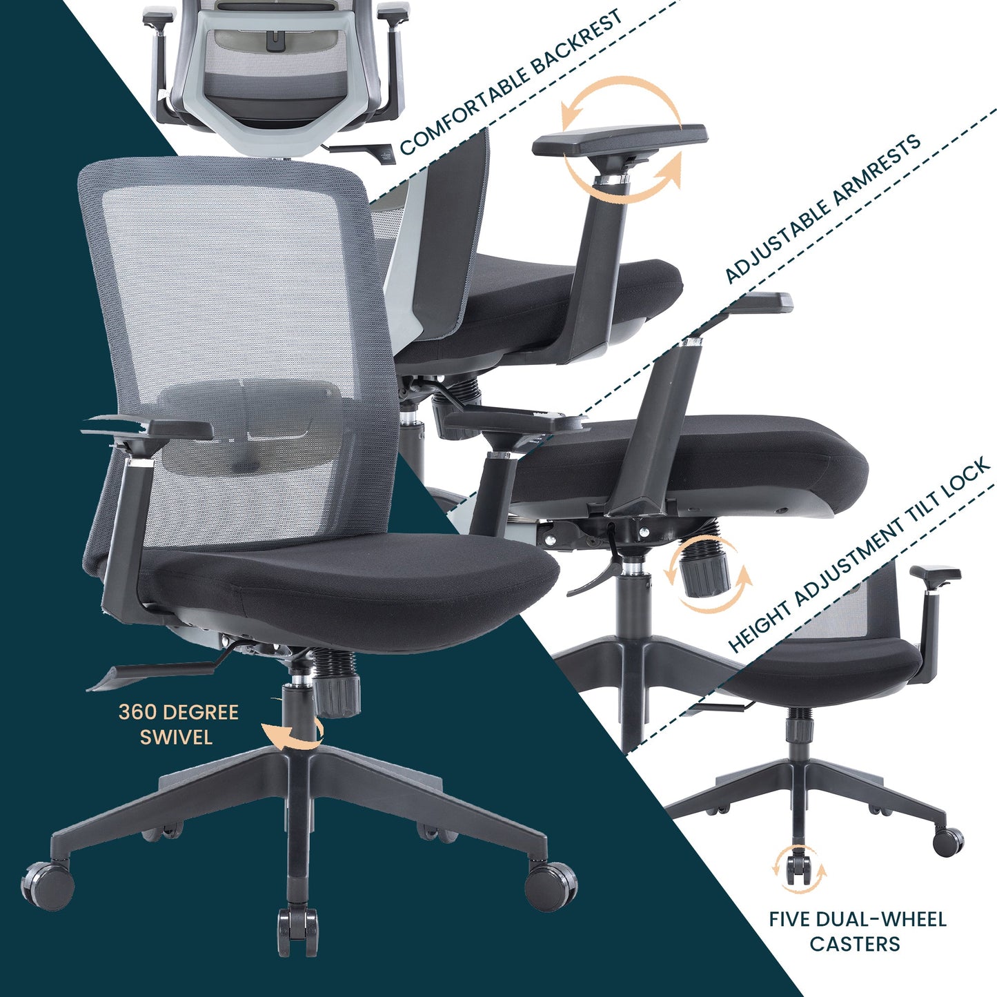 Ingram Ergonomic Modern Office Mesh Task Chair With Adjustable Height