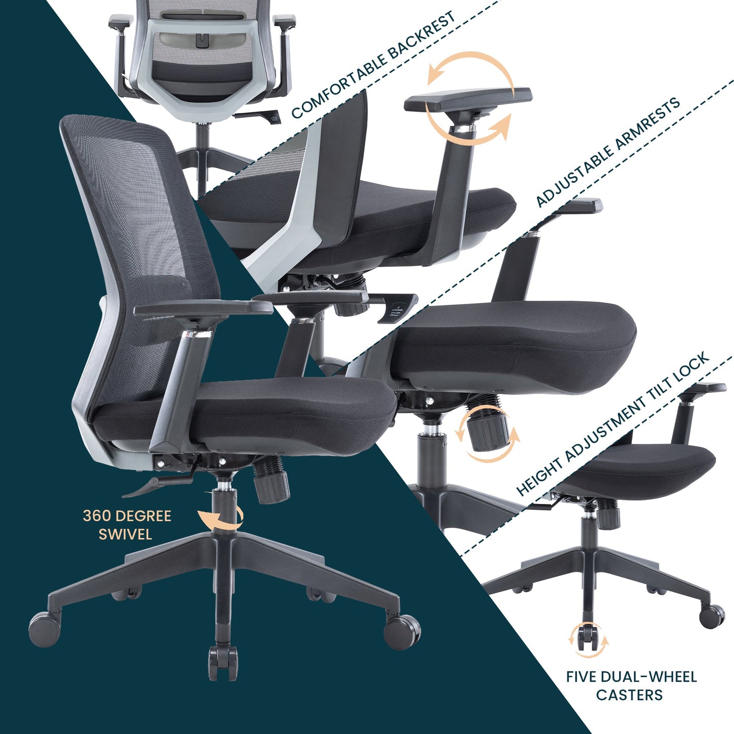 Ingram Ergonomic Modern Office Mesh Task Chair With Adjustable Height