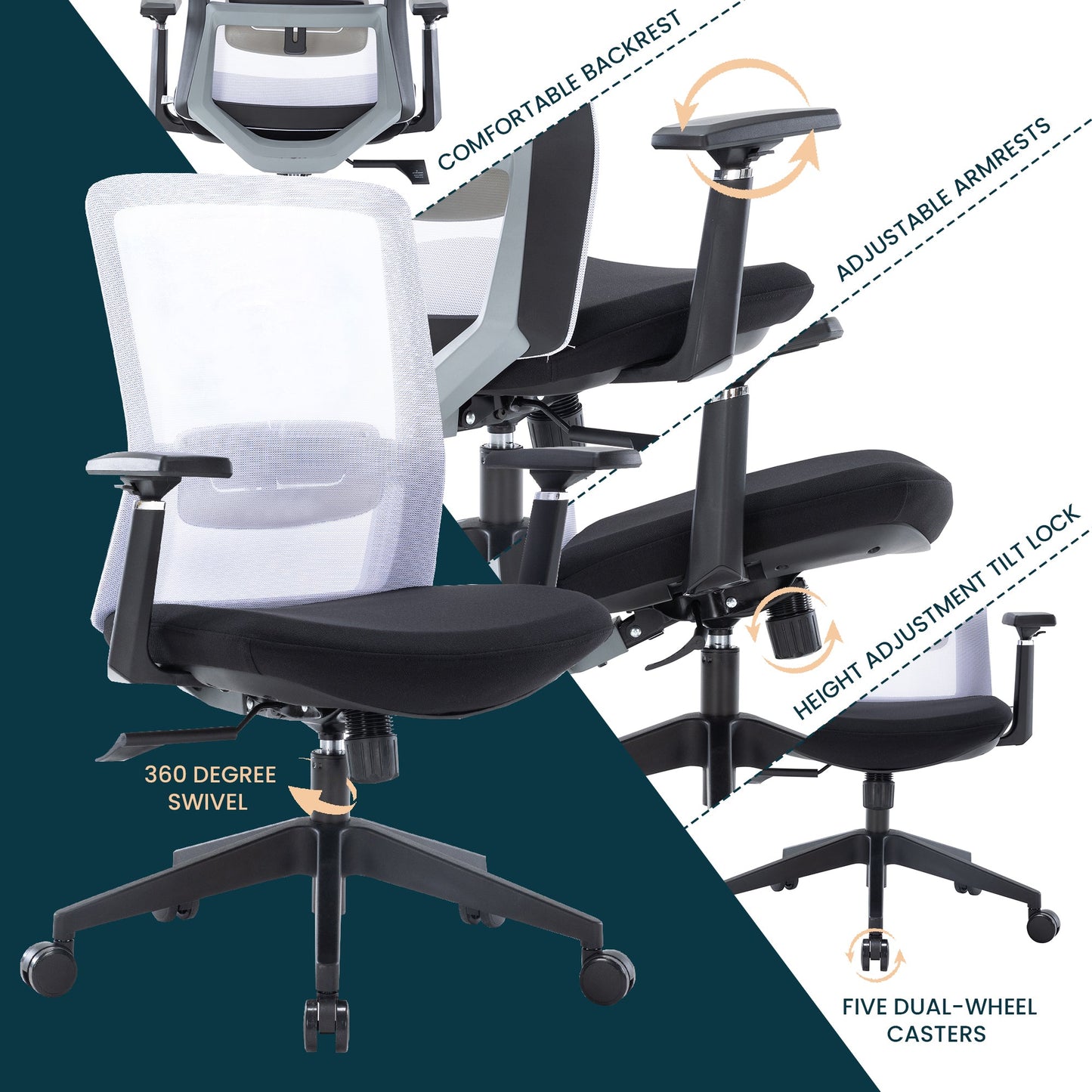 Ingram Ergonomic Modern Office Mesh Task Chair With Adjustable Height