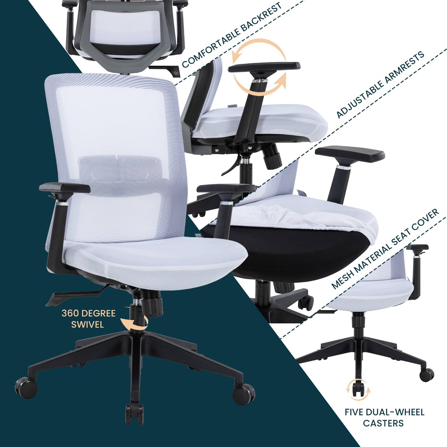 Ingram Ergonomic Modern Office Mesh Task Chair With Adjustable Height
