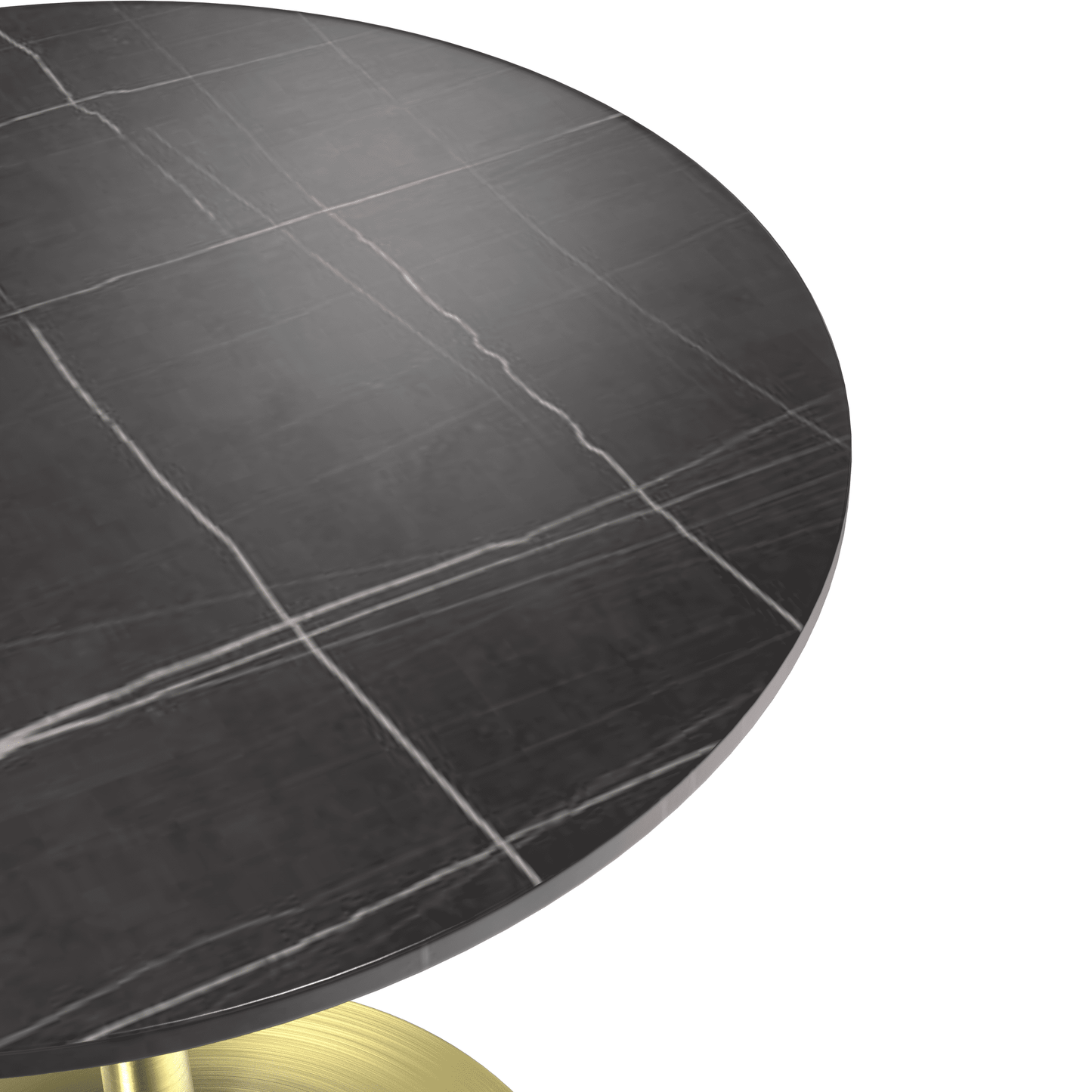 Verve Round Dining Table with MDF/Sintered Stone/Resin Tabletop in Gold Stainless Steel Pedestal Base