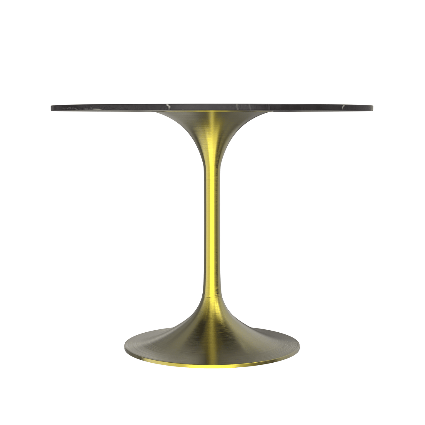 Verve Round Dining Table with MDF/Sintered Stone/Resin Tabletop in Gold Stainless Steel Pedestal Base