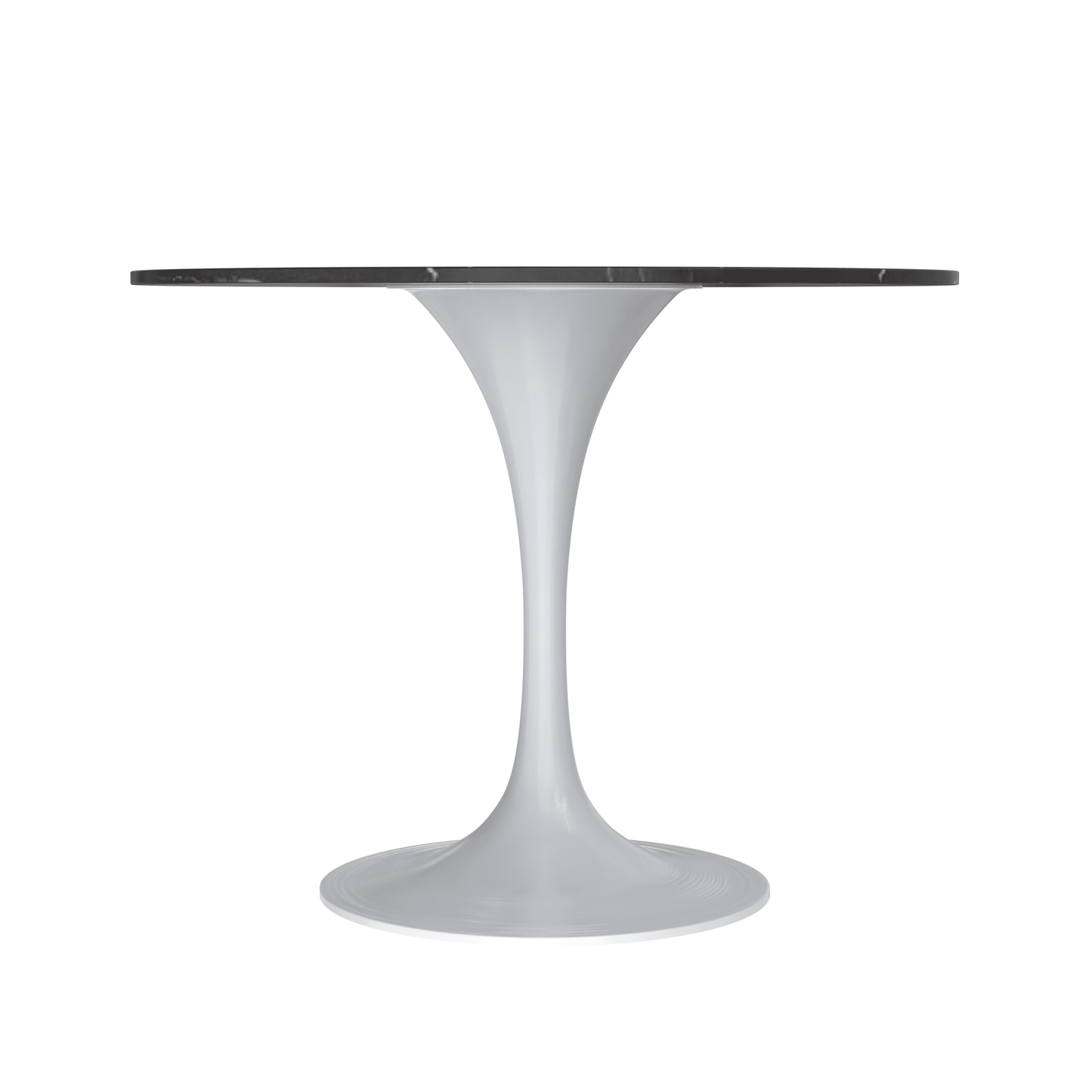 Verve Round Dining Table with MDF/Sintered Stone/Resin Tabletop in White Stainless Steel Pedestal Base