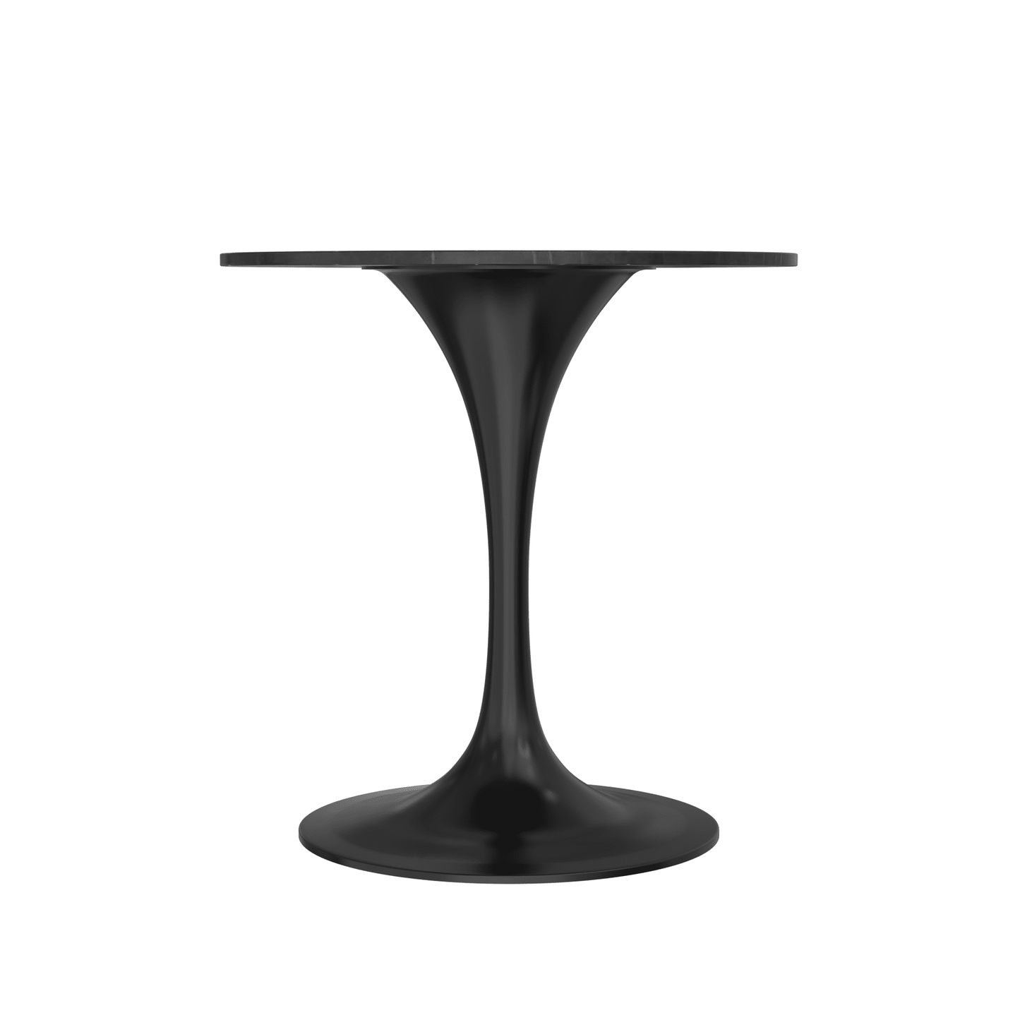 Verve Round Dining Table with MDF/Sintered Stone/Resin Tabletop in Black Stainless Steel Pedestal Base