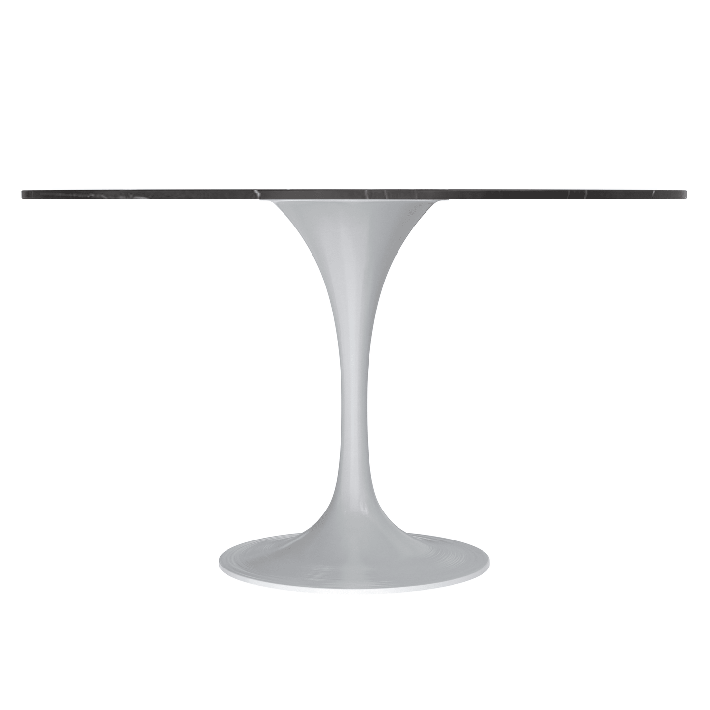 Verve Round Dining Table with MDF/Sintered Stone/Resin Tabletop in White Stainless Steel Pedestal Base