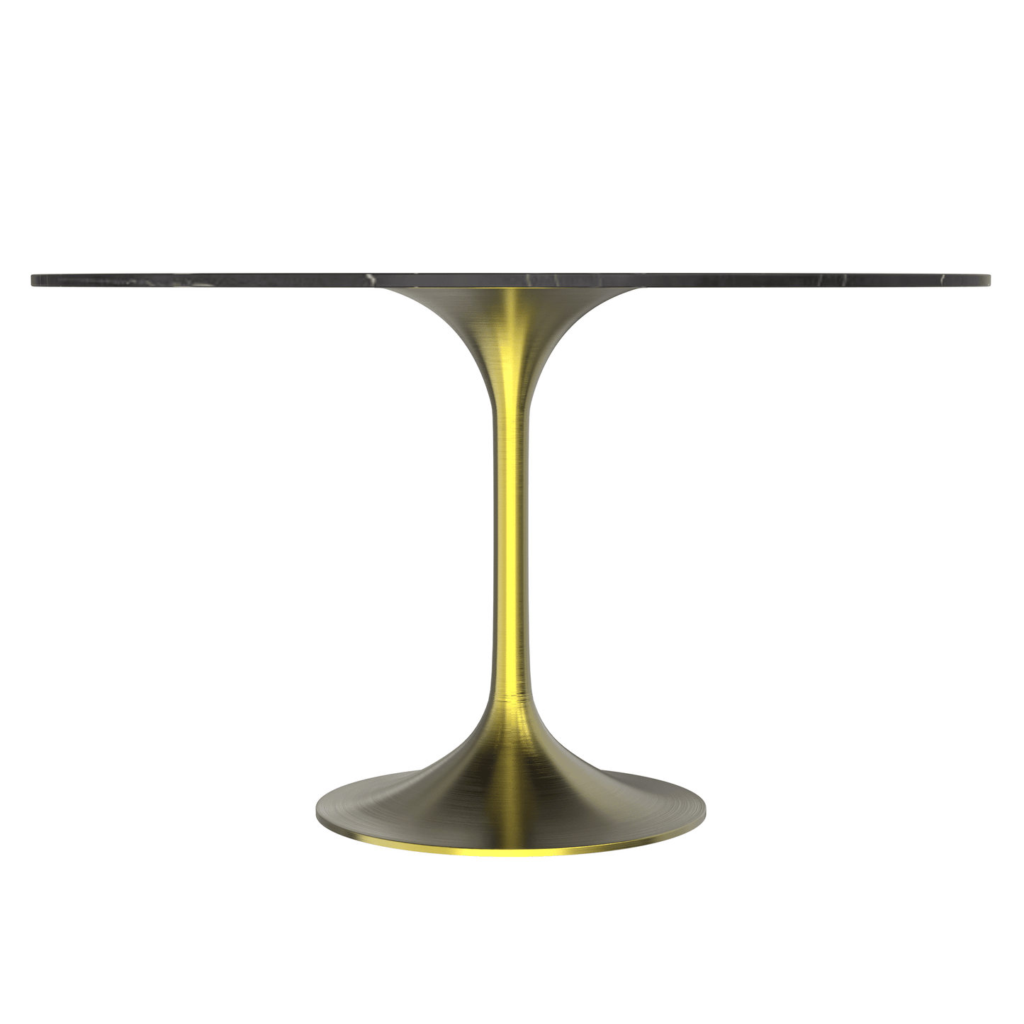 Verve Round Dining Table with MDF/Sintered Stone/Resin Tabletop in Gold Stainless Steel Pedestal Base