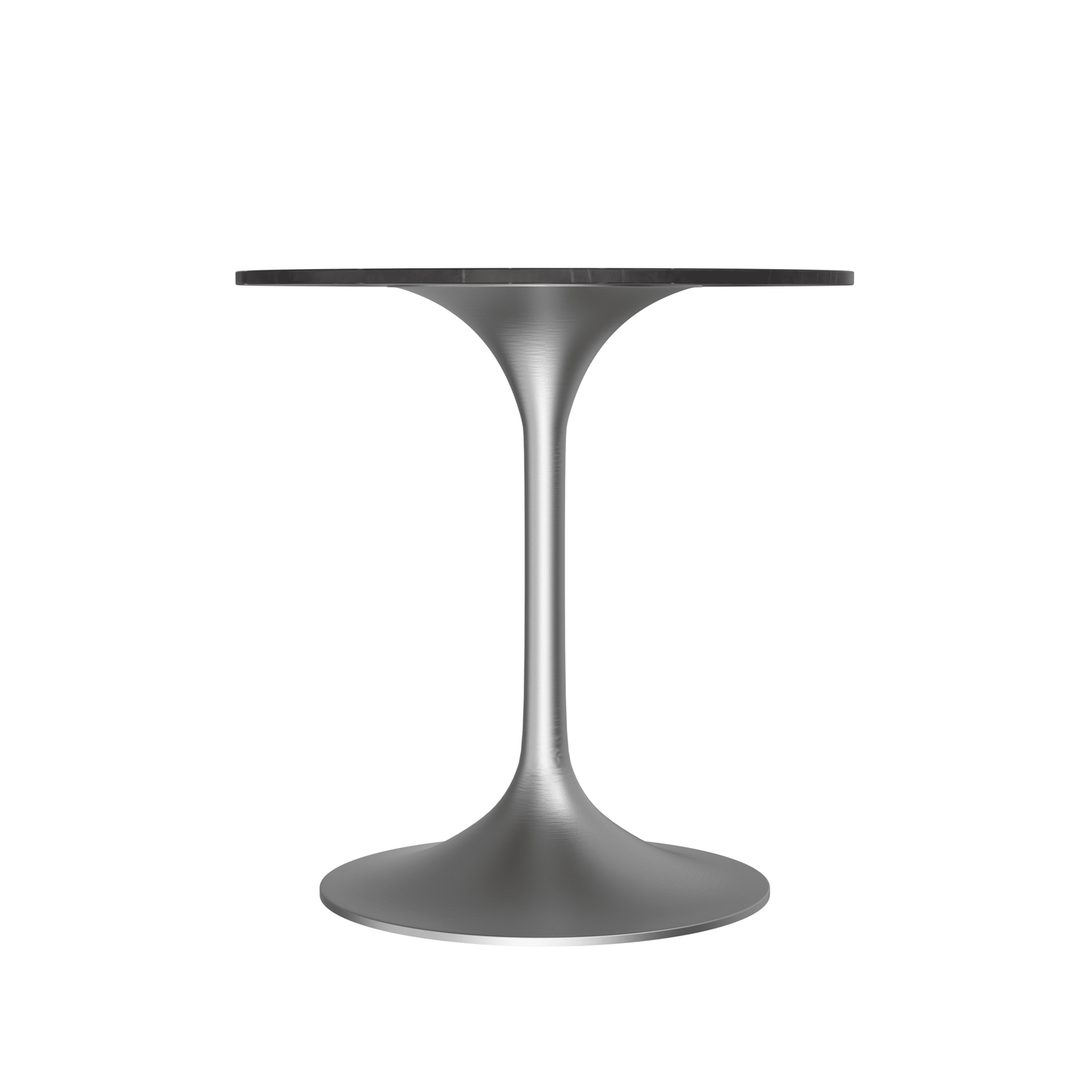 Verve Round Dining Table with MDF/Sintered Stone/Resin Tabletop in Silver Stainless Steel Pedestal Base