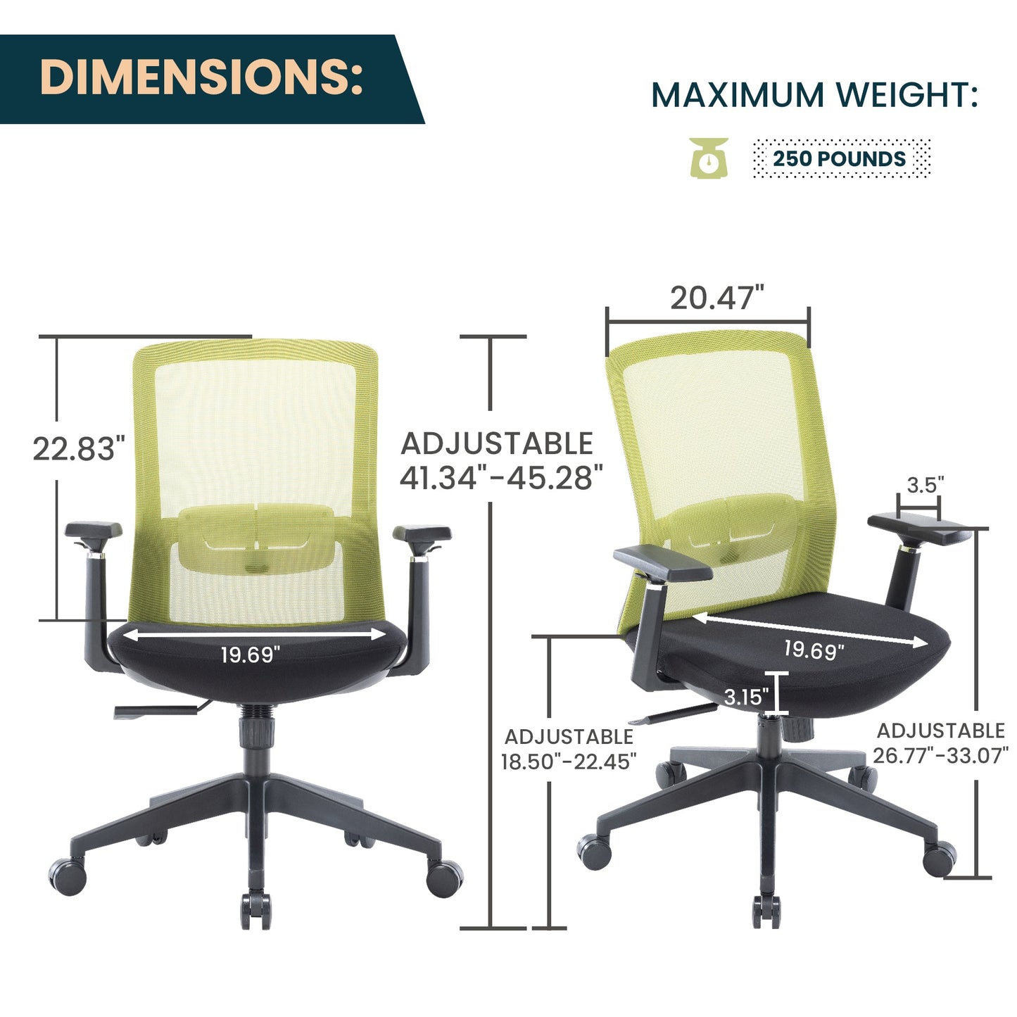 Ingram Ergonomic Modern Office Mesh Task Chair With Adjustable Height
