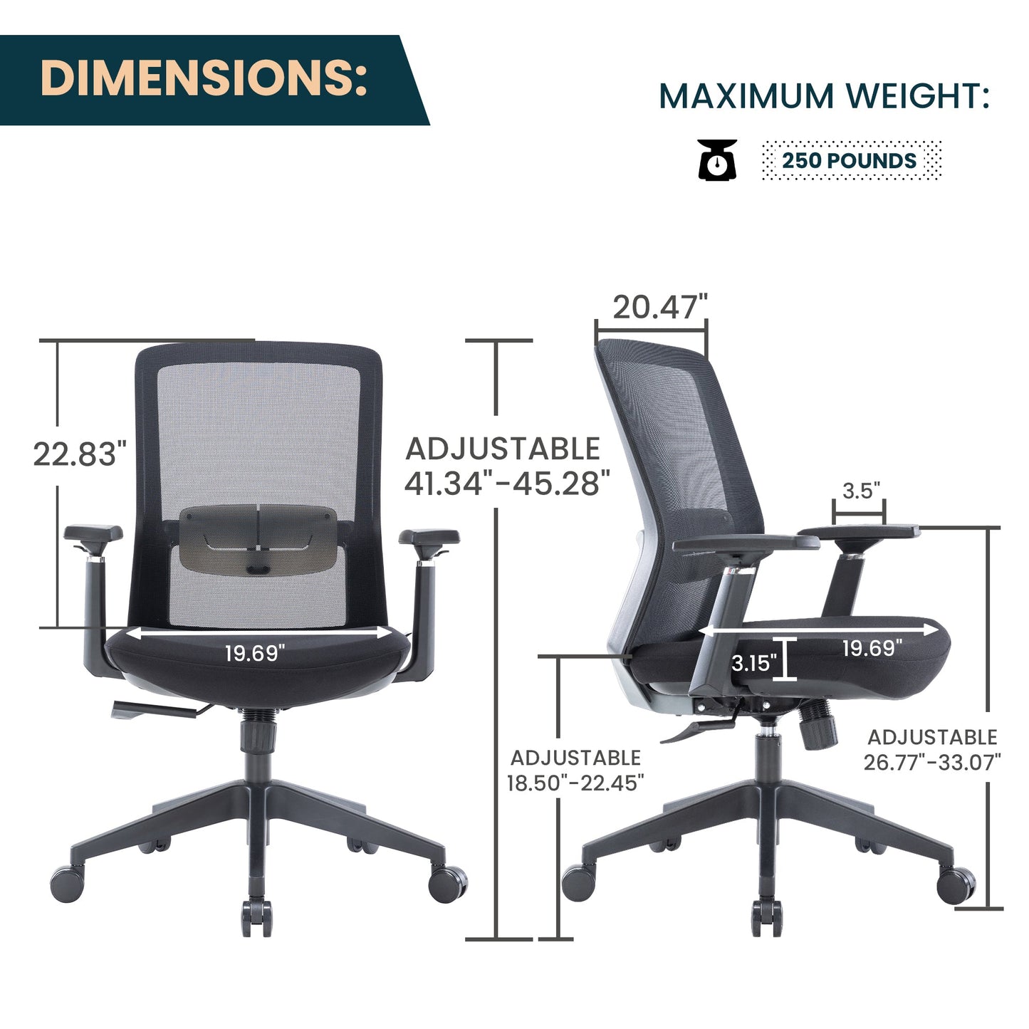 Ingram Ergonomic Modern Office Mesh Task Chair With Adjustable Height