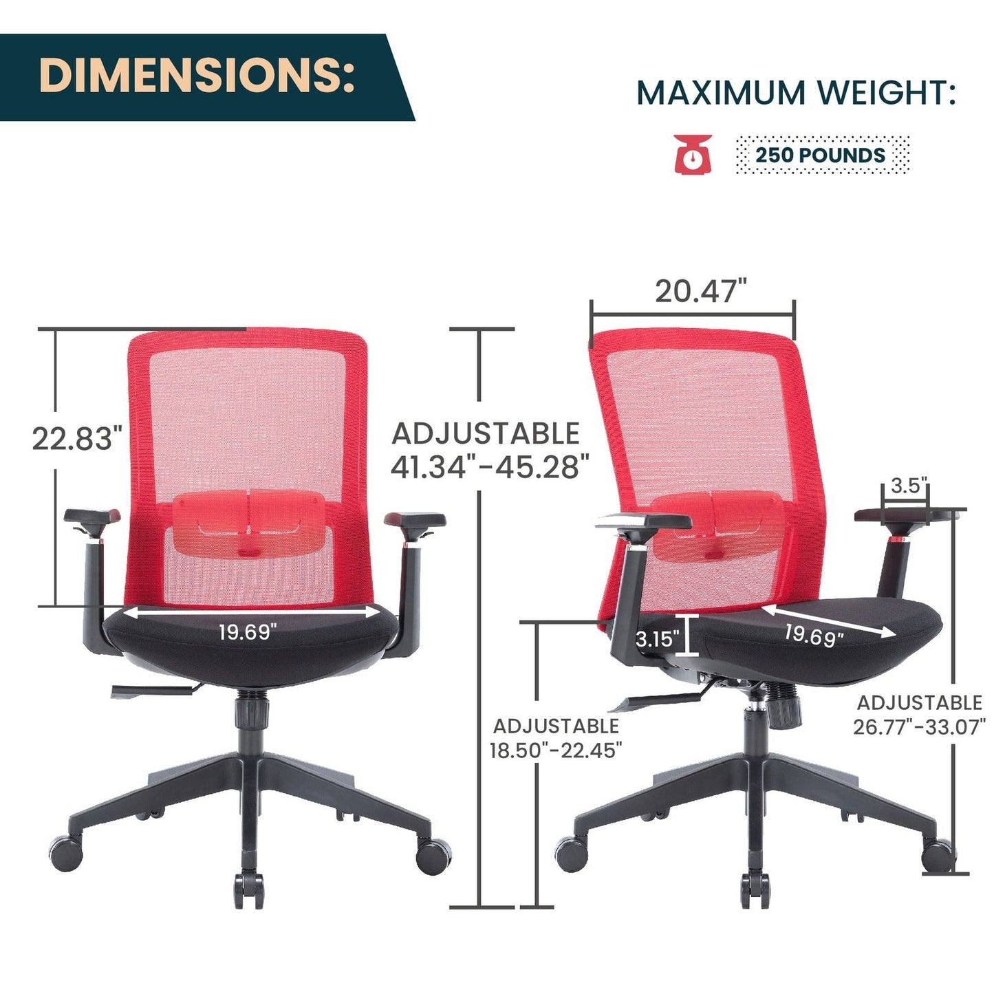 Ingram Ergonomic Modern Office Mesh Task Chair With Adjustable Height