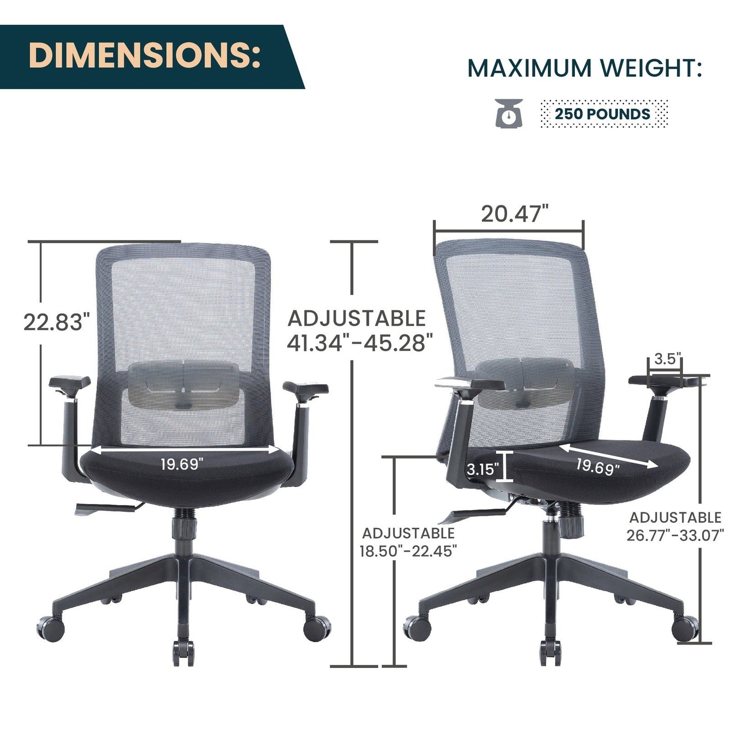 Ingram Ergonomic Modern Office Mesh Task Chair With Adjustable Height