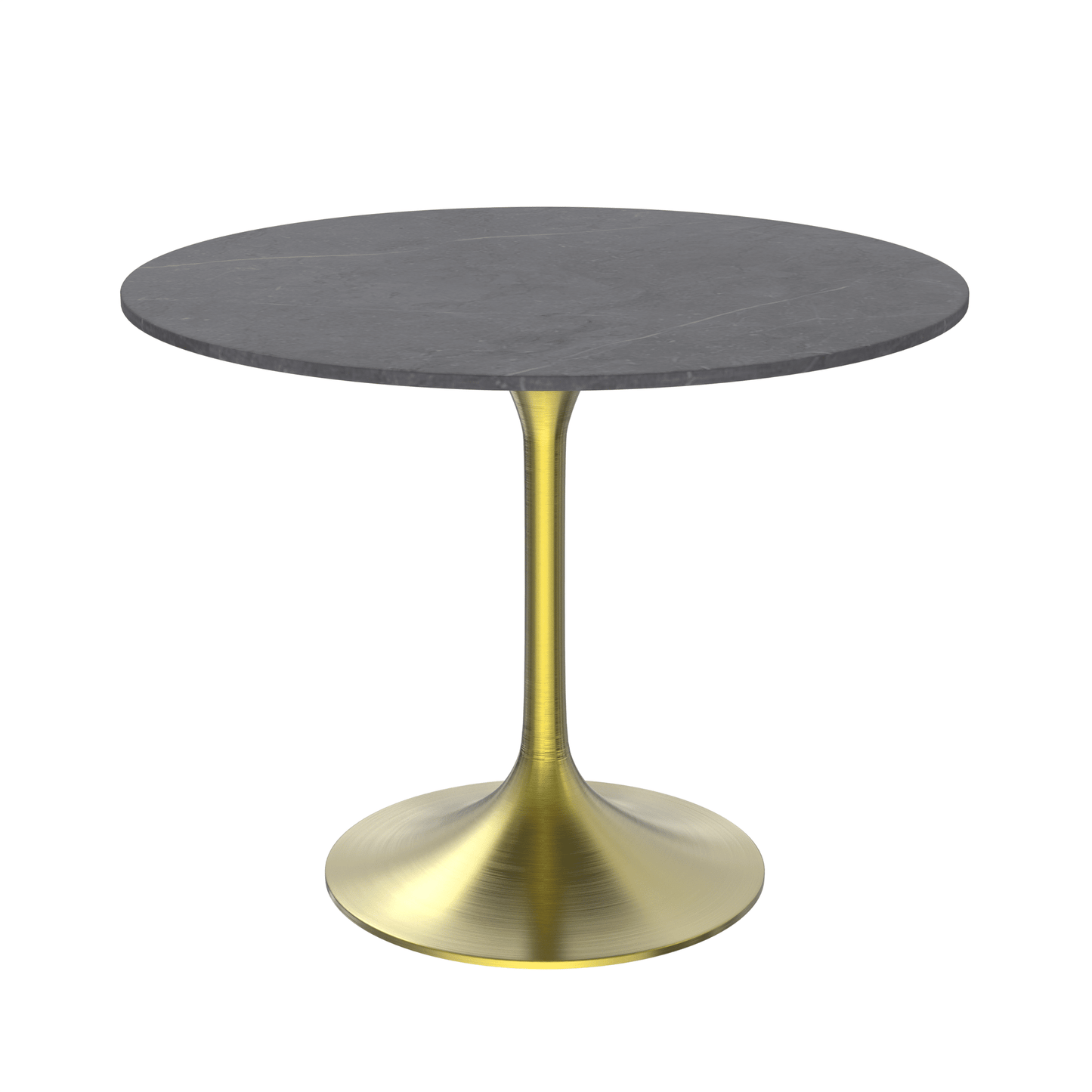 Verve Round Dining Table with MDF/Sintered Stone/Resin Tabletop in Gold Stainless Steel Pedestal Base