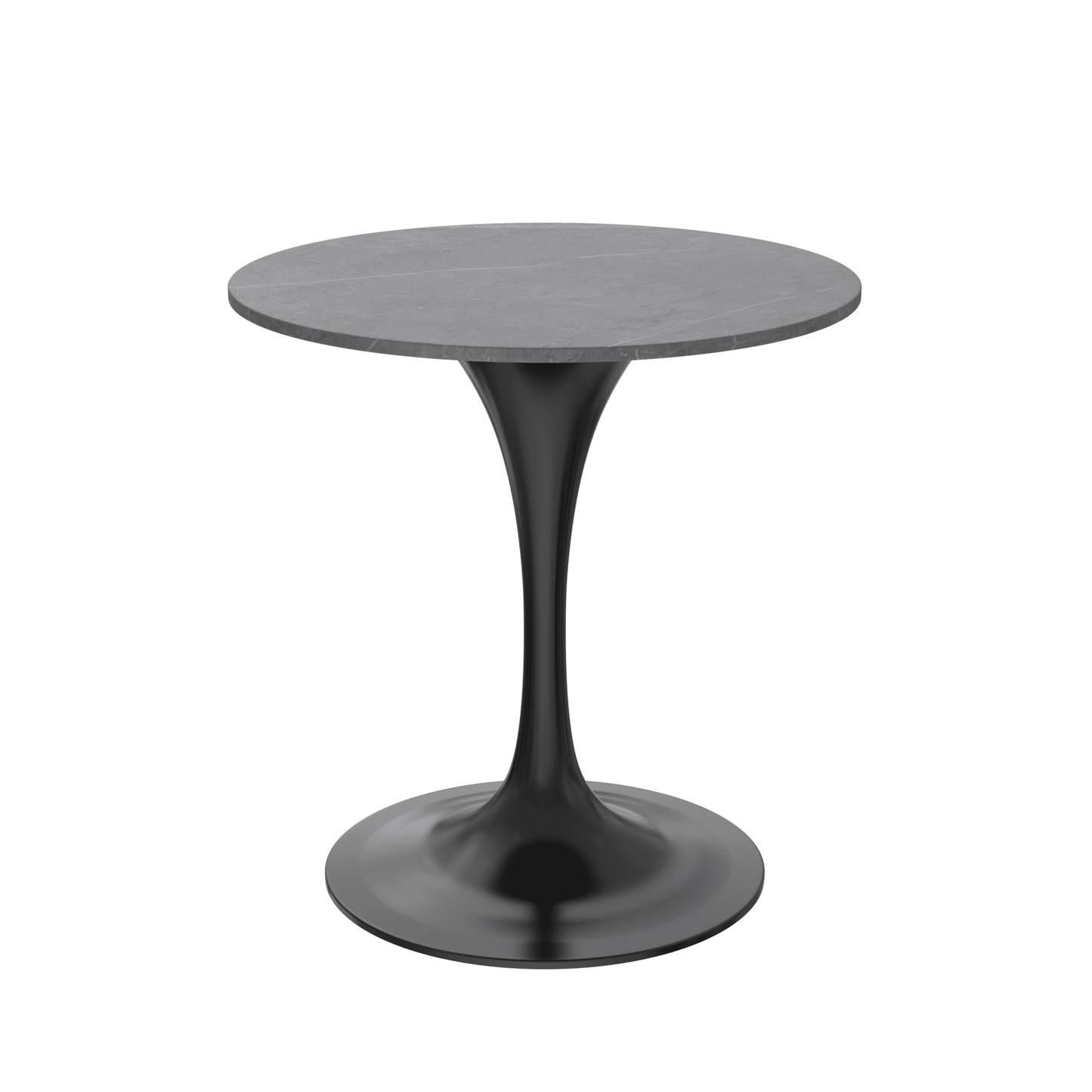 Verve Round Dining Table with MDF/Sintered Stone/Resin Tabletop in Black Stainless Steel Pedestal Base
