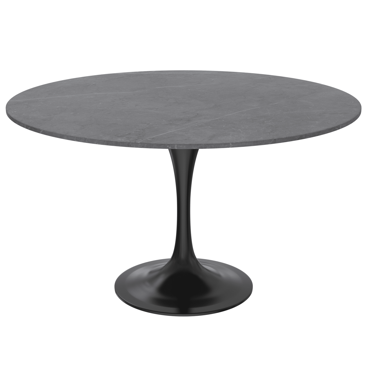 Verve Round Dining Table with MDF/Sintered Stone/Resin Tabletop in Black Stainless Steel Pedestal Base