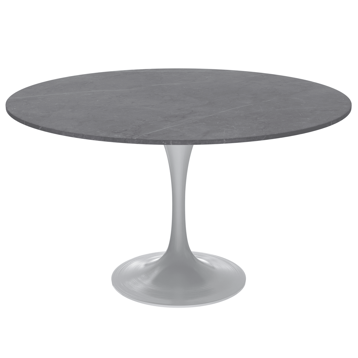 Verve Round Dining Table with MDF/Sintered Stone/Resin Tabletop in White Stainless Steel Pedestal Base