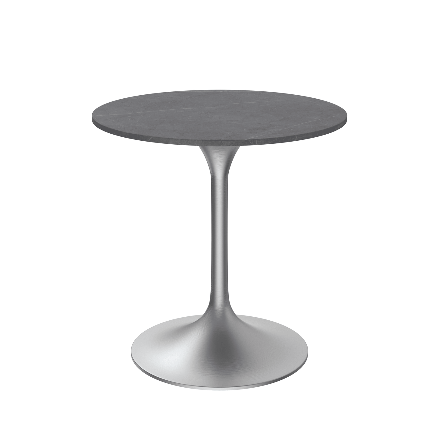 Verve Round Dining Table with MDF/Sintered Stone/Resin Tabletop in Silver Stainless Steel Pedestal Base