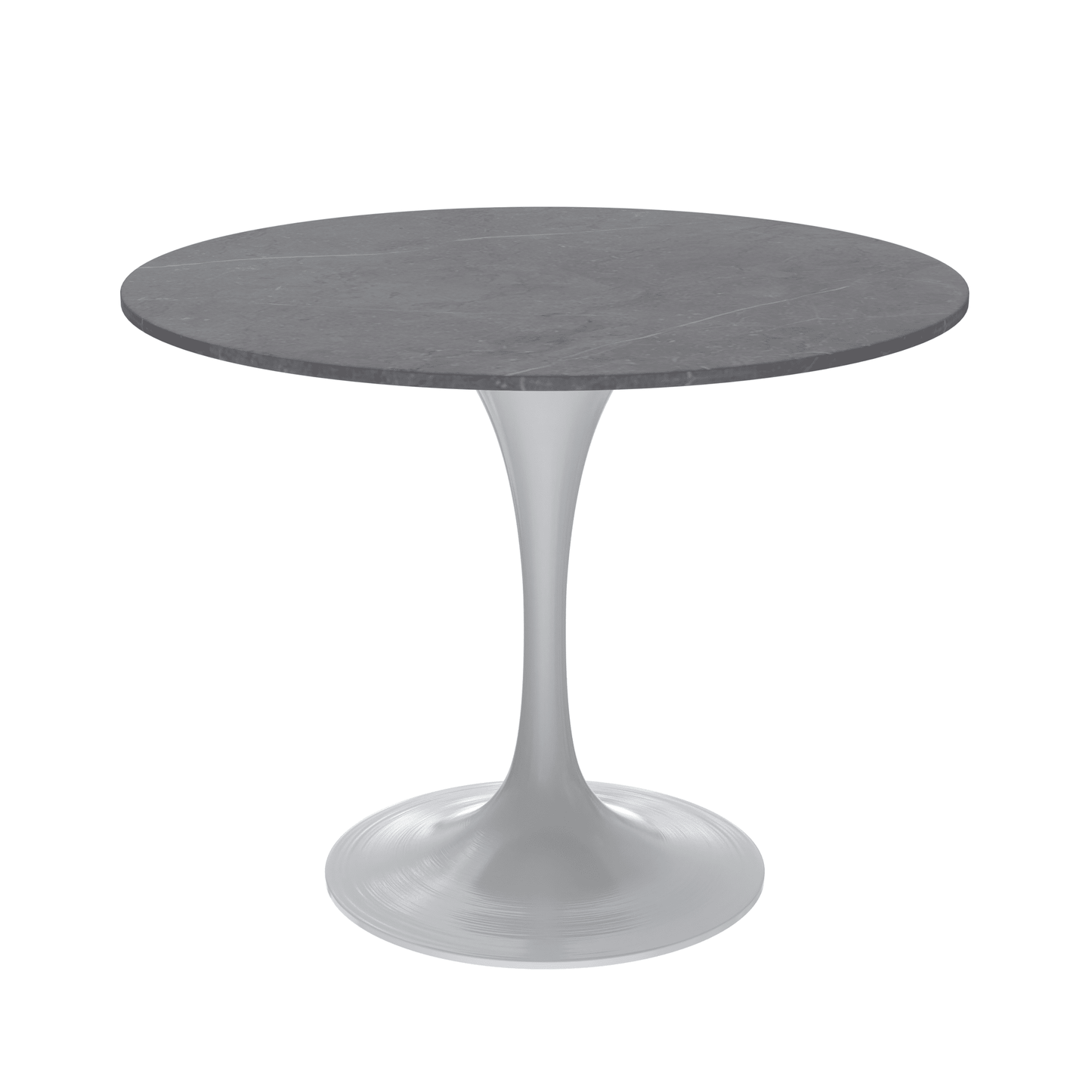 Verve Round Dining Table with MDF/Sintered Stone/Resin Tabletop in White Stainless Steel Pedestal Base