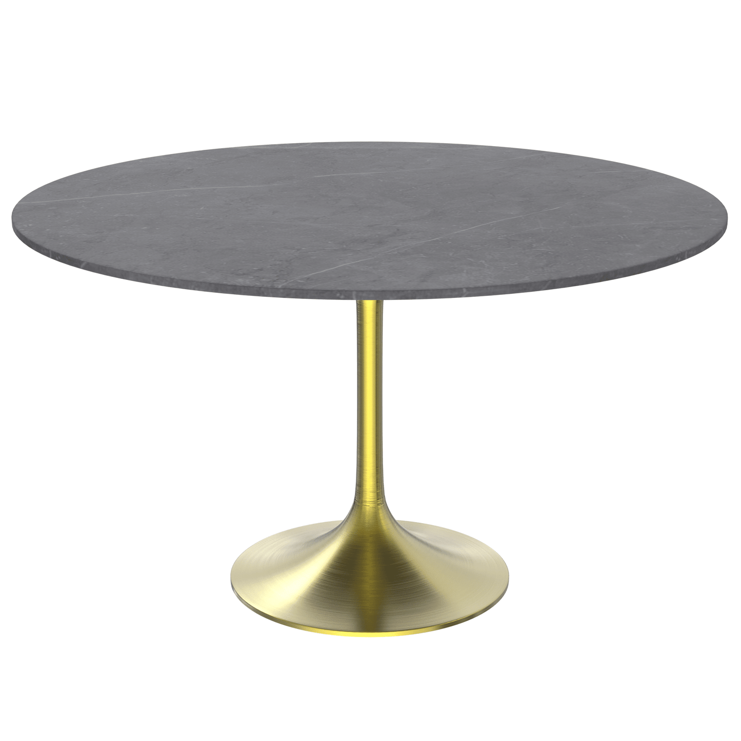 Verve Round Dining Table with MDF/Sintered Stone/Resin Tabletop in Gold Stainless Steel Pedestal Base