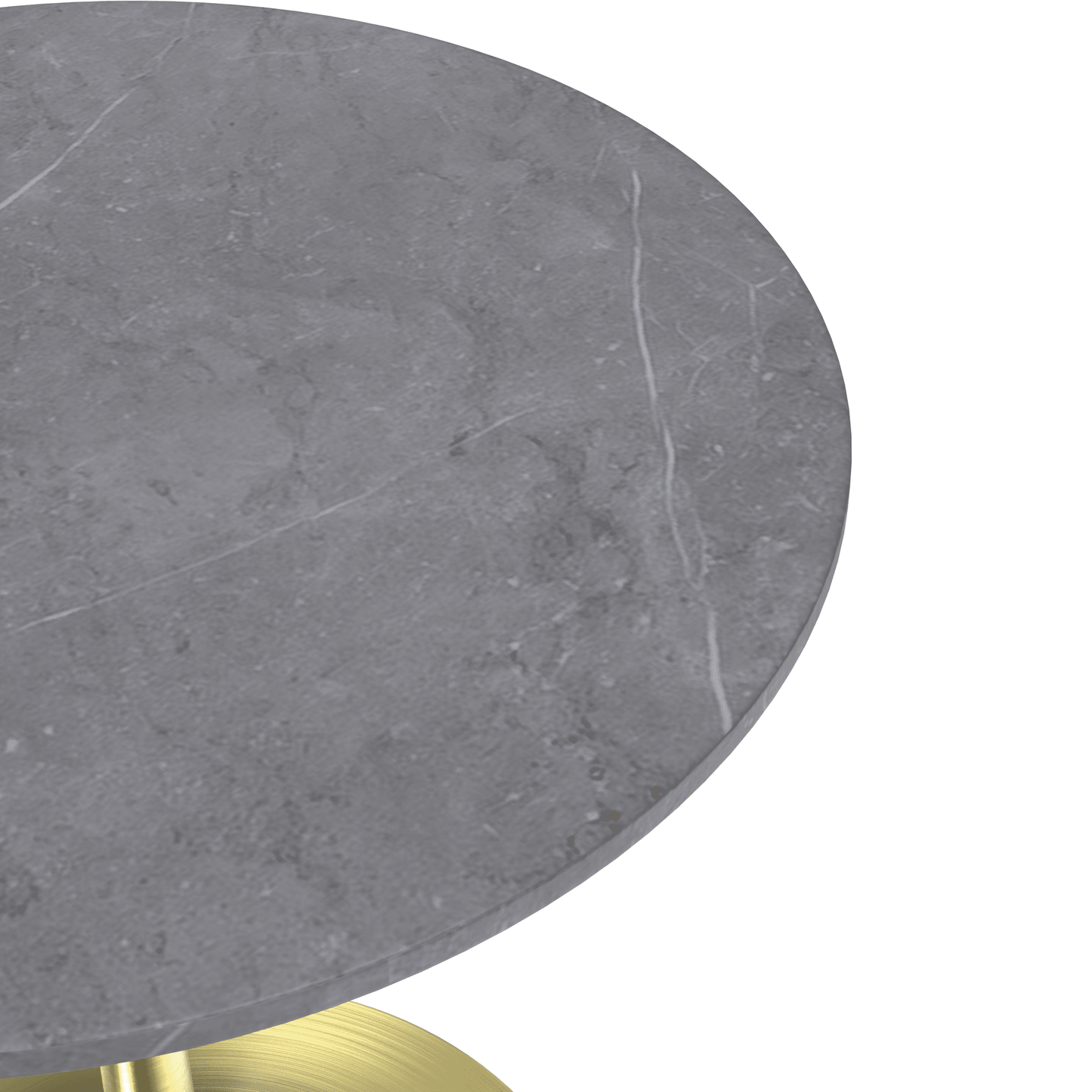 Verve Round Dining Table with MDF/Sintered Stone/Resin Tabletop in Gold Stainless Steel Pedestal Base