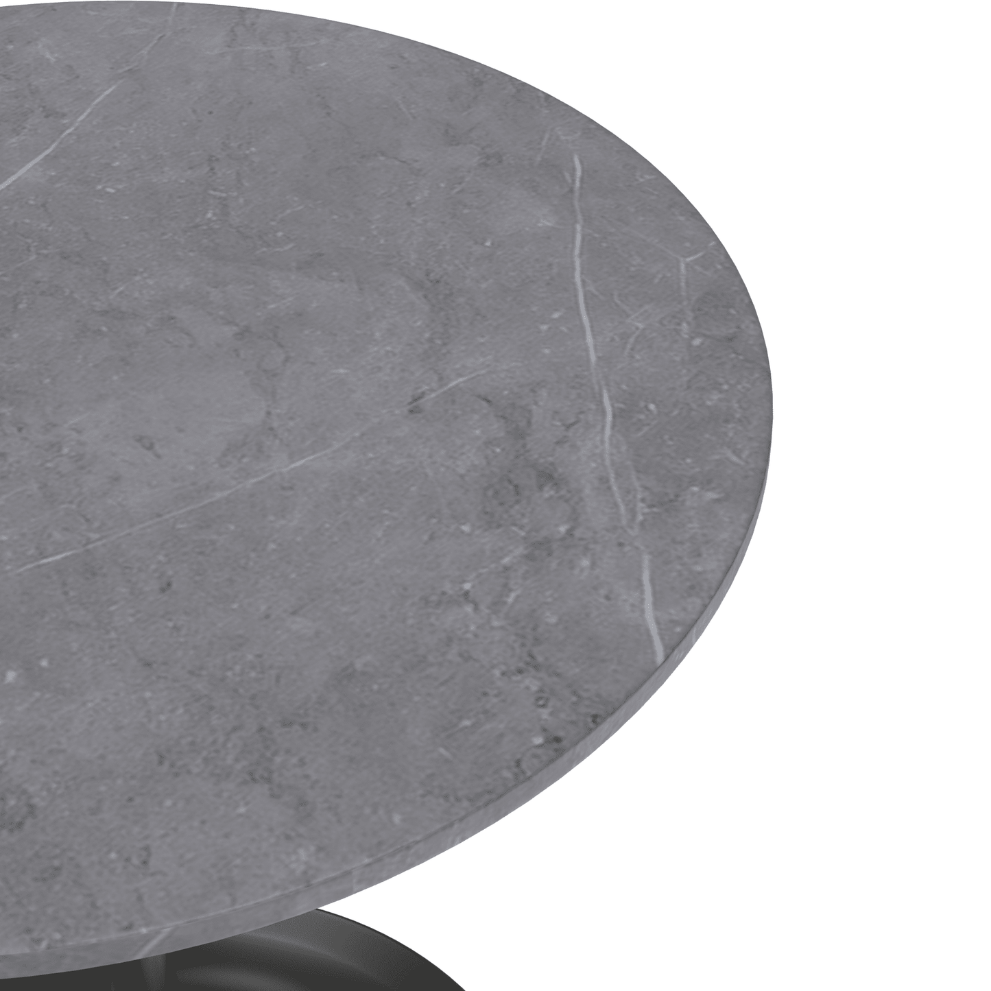Verve Round Dining Table with MDF/Sintered Stone/Resin Tabletop in Black Stainless Steel Pedestal Base
