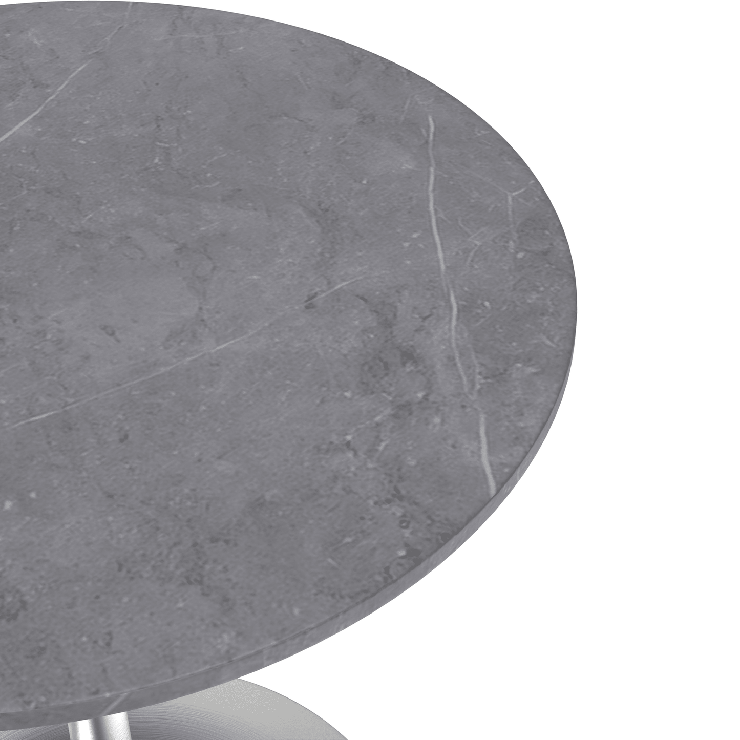 Verve Round Dining Table with MDF/Sintered Stone/Resin Tabletop in Silver Stainless Steel Pedestal Base