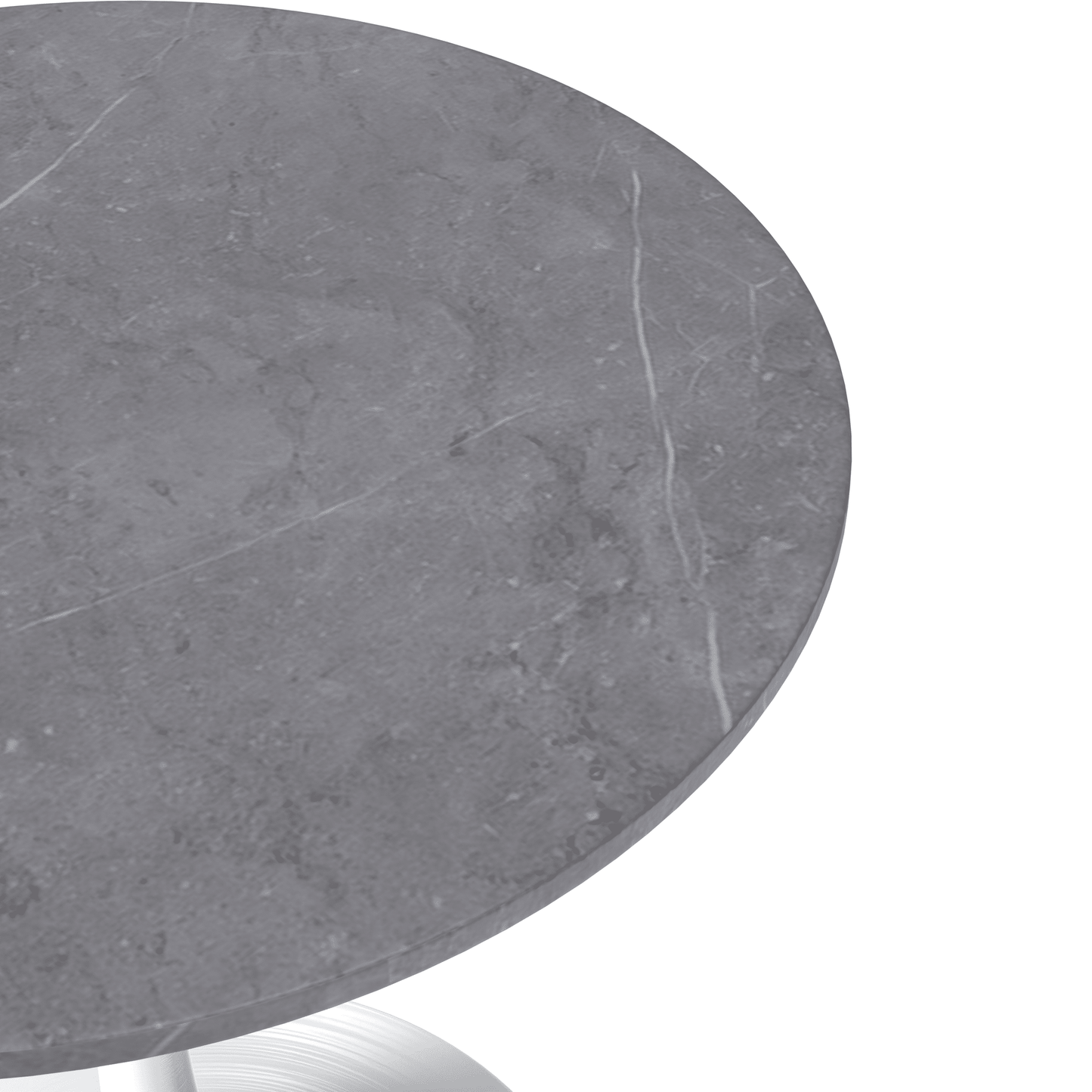 Verve Round Dining Table with MDF/Sintered Stone/Resin Tabletop in White Stainless Steel Pedestal Base